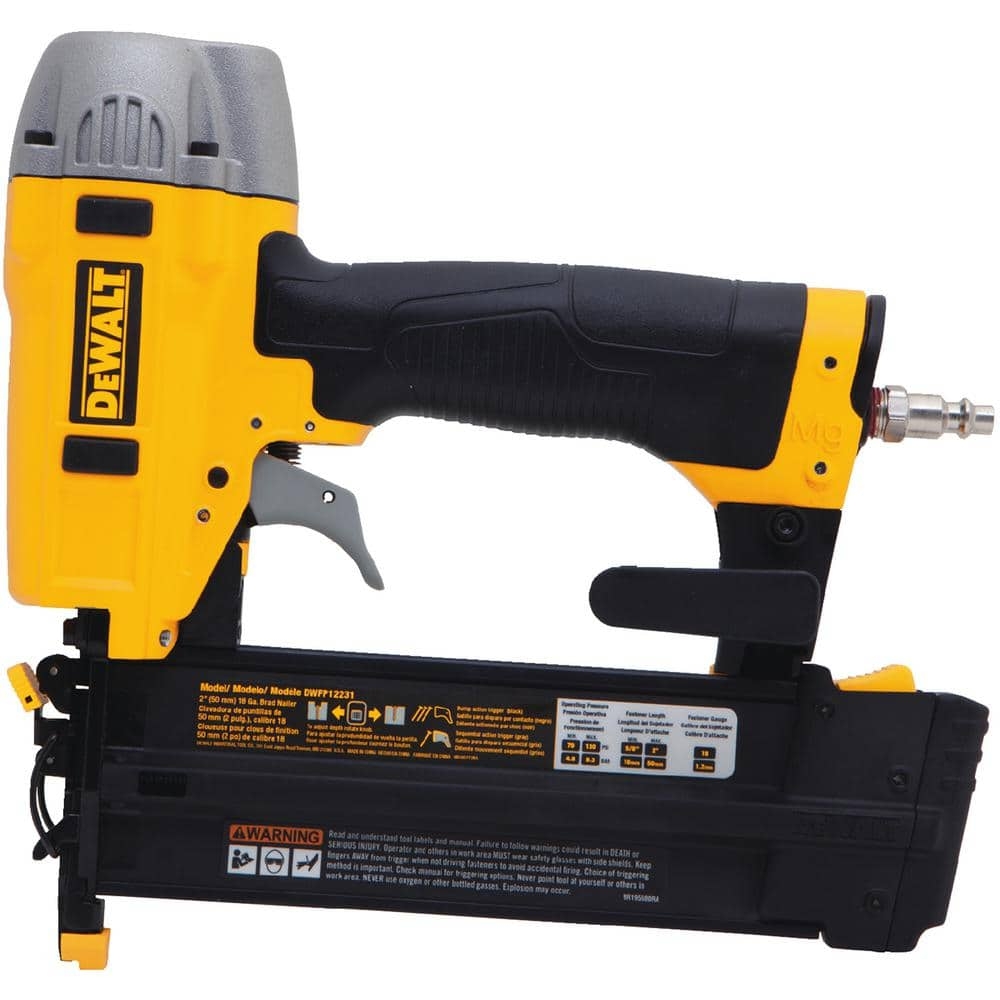 DEWALT 18 Gauge Pneumatic 2 In Brad Nailer With Carrying Case DWFP12231 The Home Depot