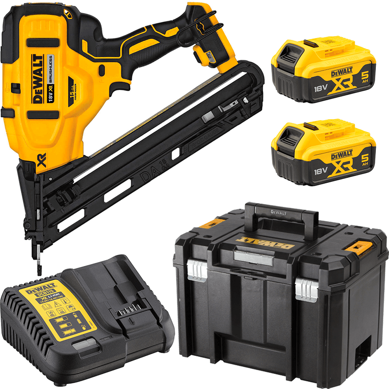 DeWALT 18V 5 0Ah 15 Gauge Brushless Cordless DA Series Finish Nailer Kit DCN650P2 XE TradeTools