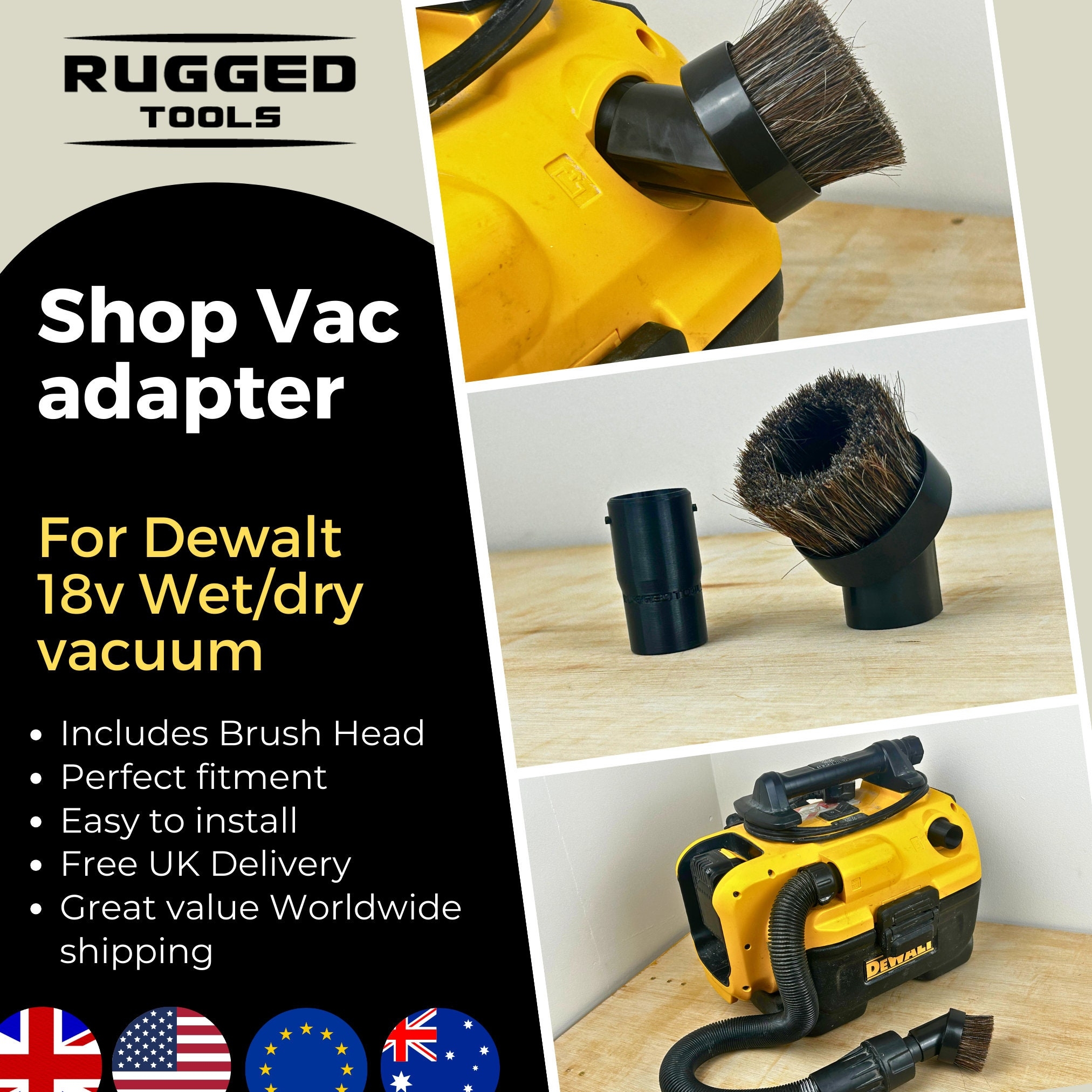 Dewalt 18v Wetvac Adaptor And Brush Attachment RUGGED TOOLS Etsy