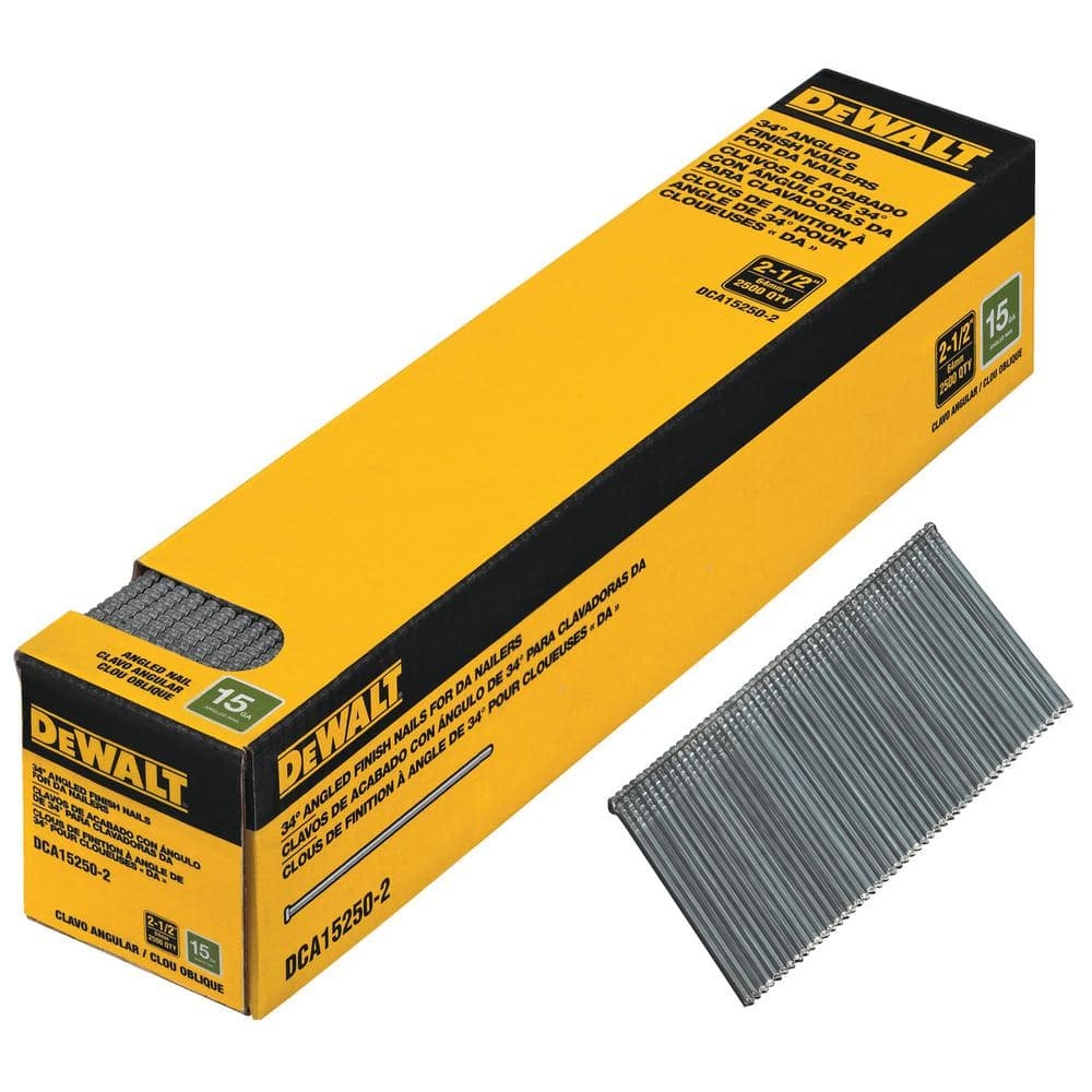 DEWALT 2 1 2 In X 15 Gauge Bright Finish Angled Finish Nails 2500 Pieces DCA15250 2 The Home Depot
