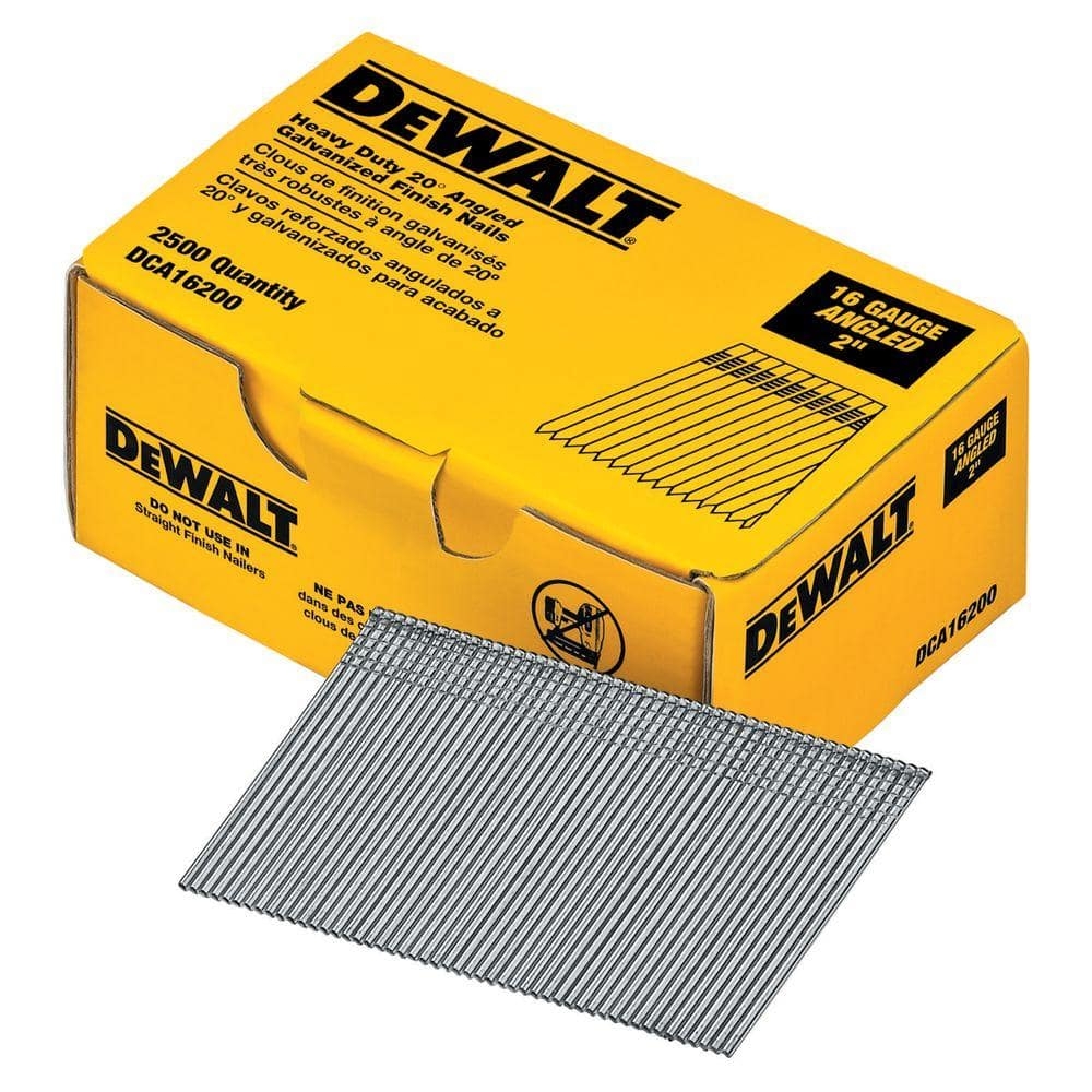 DEWALT 2 In 16 Gauge Angled Finish Nails 2500 Pack DCA16200 The Home Depot