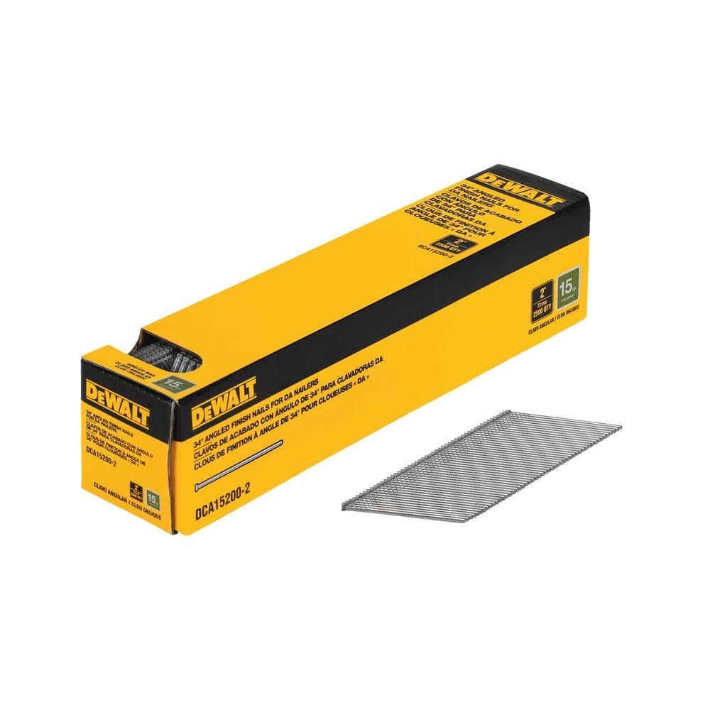 DEWALT 2 In X 15 Gauge Bright Finish Angled Finish Nails 2500 Pieces DCA15200 2 The Home Depot