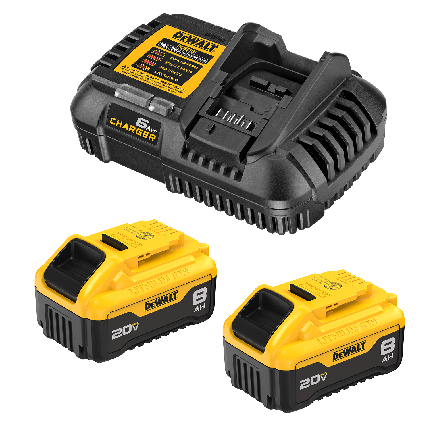 DEWALT 20 Volt 2 Pack Lithium ion 8 Ah 8 Ah Battery And Charger 