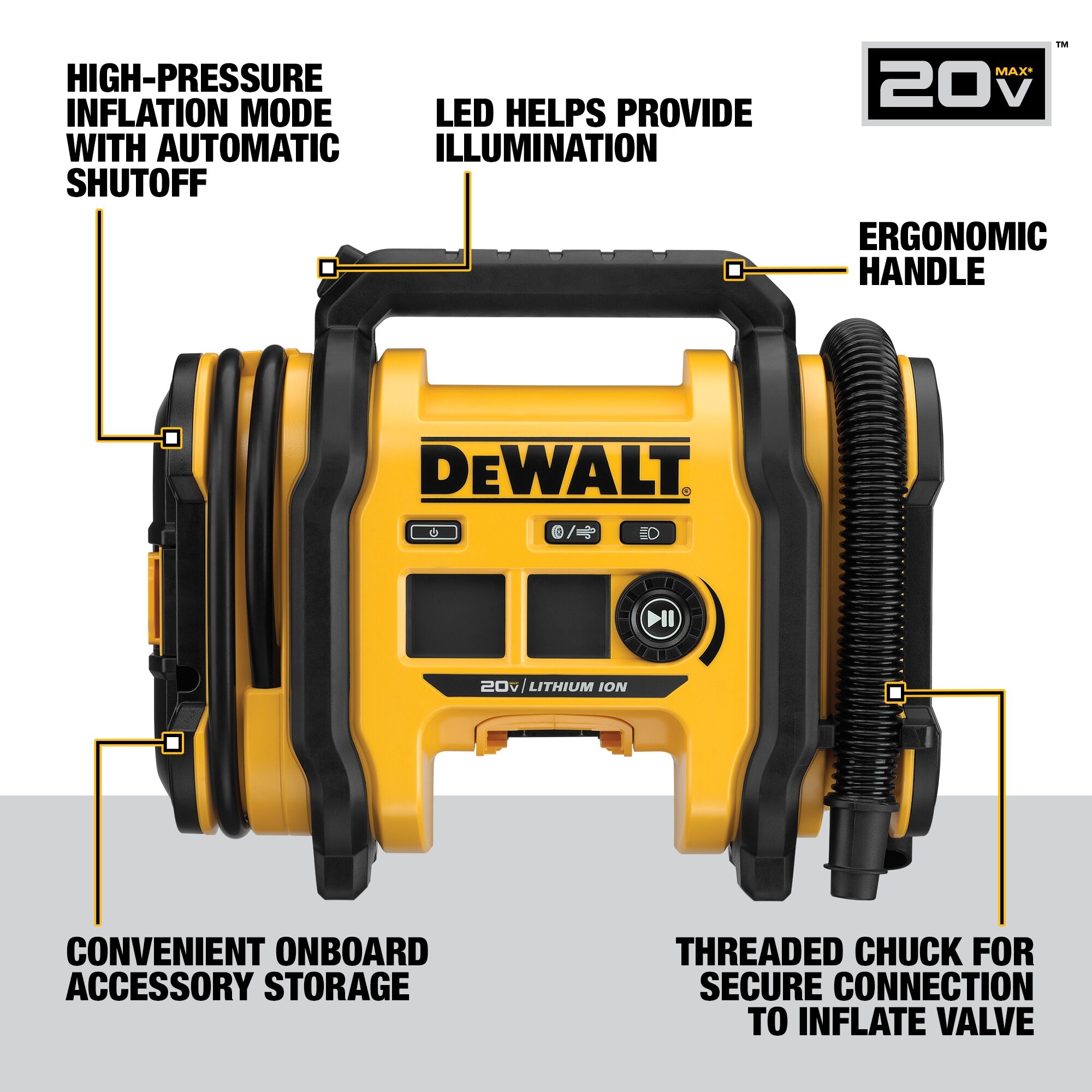 DEWALT 20 volt Max 110 volt Li ion Air Inflator Power Source Battery Car Electric DCC020IB At Lowes