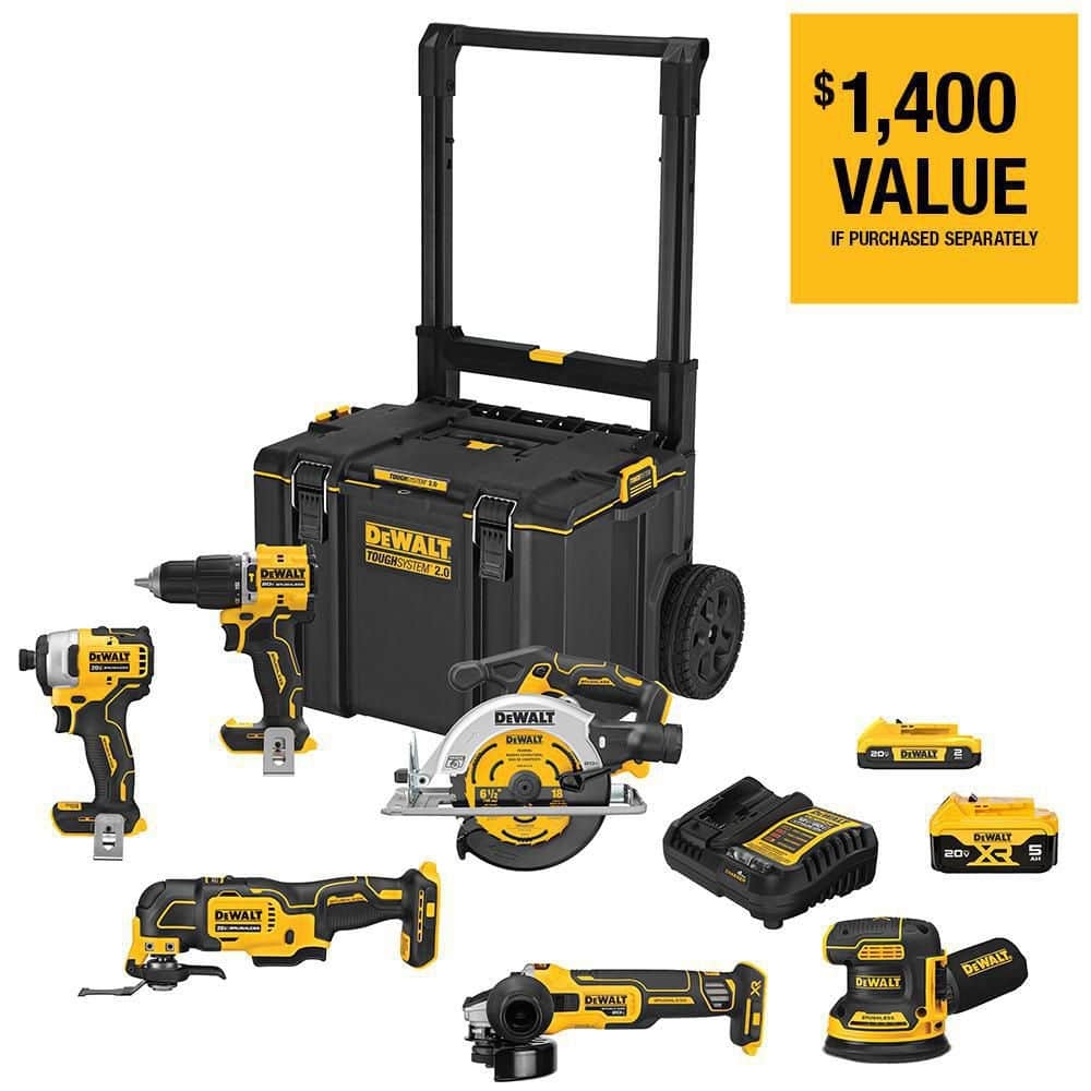DEWALT 20 Volt MAX ToughSystem Lithium Ion 6 Tool Cordless Combo Kit DCKTS681D1P1 The Home Depot