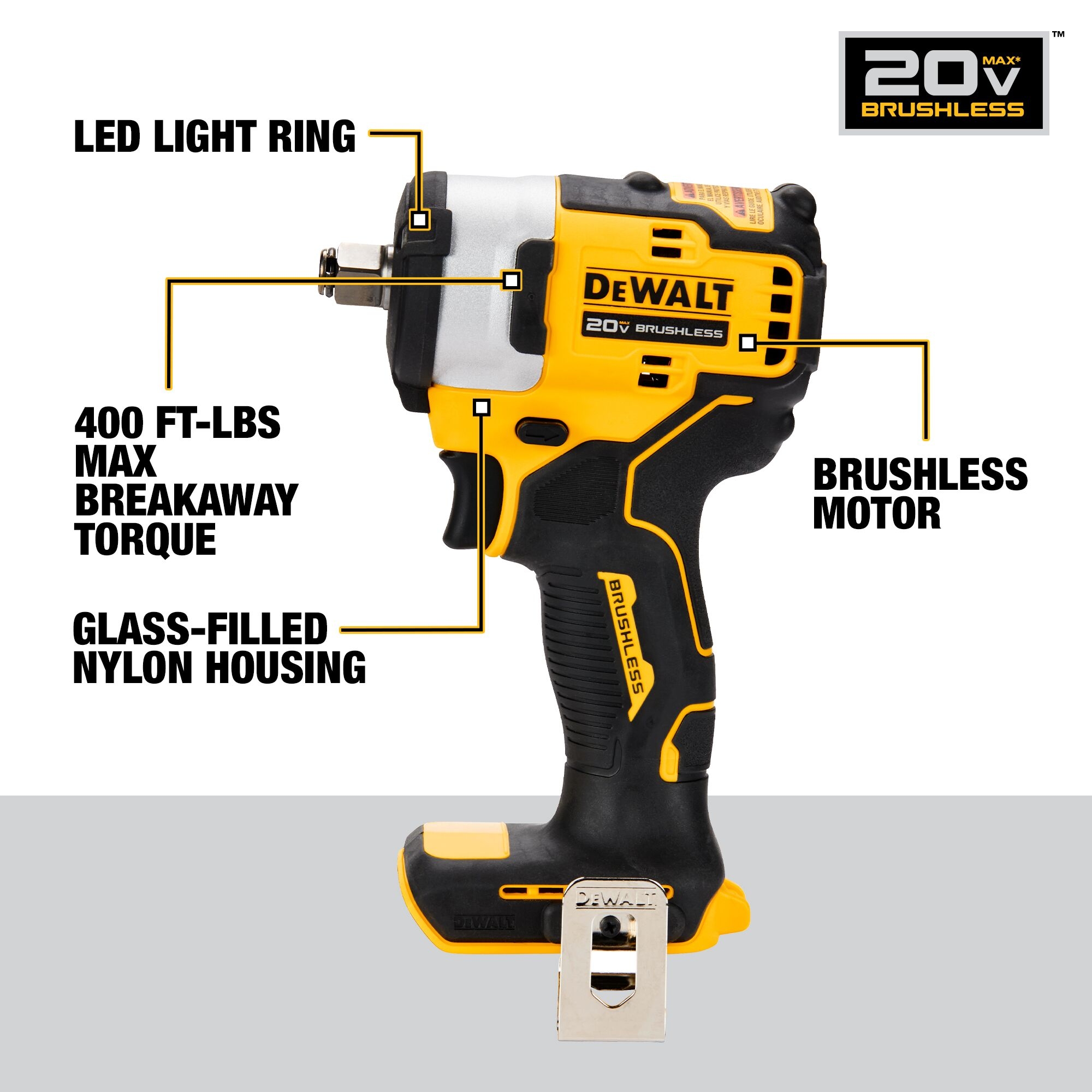DEWALT 20 volt Max Variable Brushless 1 2 in Square Drive Cordless Impact Wrench Battery Not Included And Charger Not Included DCF911B At Lowes