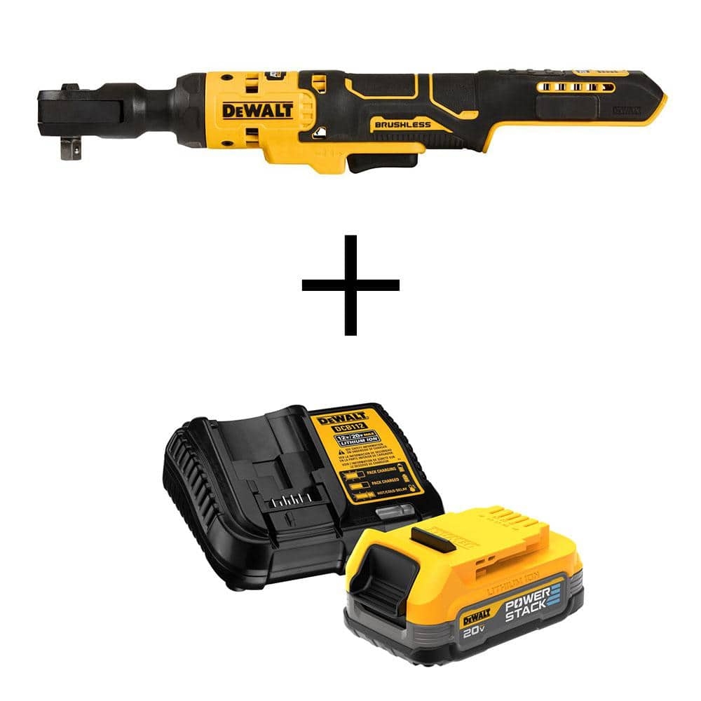 DEWALT 20 Volt Maximum Lithium Ion 3 8 In Cordless Ratchet With POWERSTACK 1 7 Ah Battery And Charger DCF513BWCBP034C The Home Depot