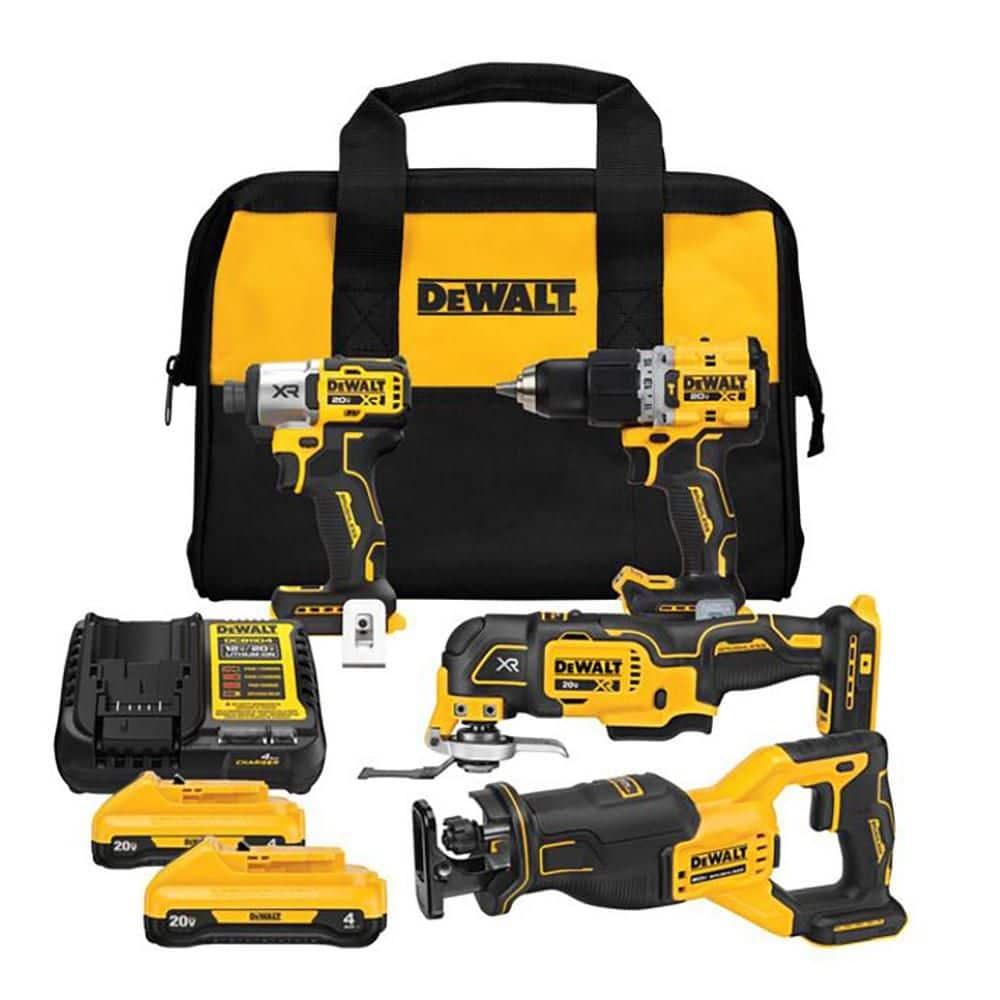 DEWALT 20 Volt Maximum Lithium Ion Cordless 4 Tool Combo Kit With 2 4 Ah Batteries And Charger DCK411Q2 The Home Depot