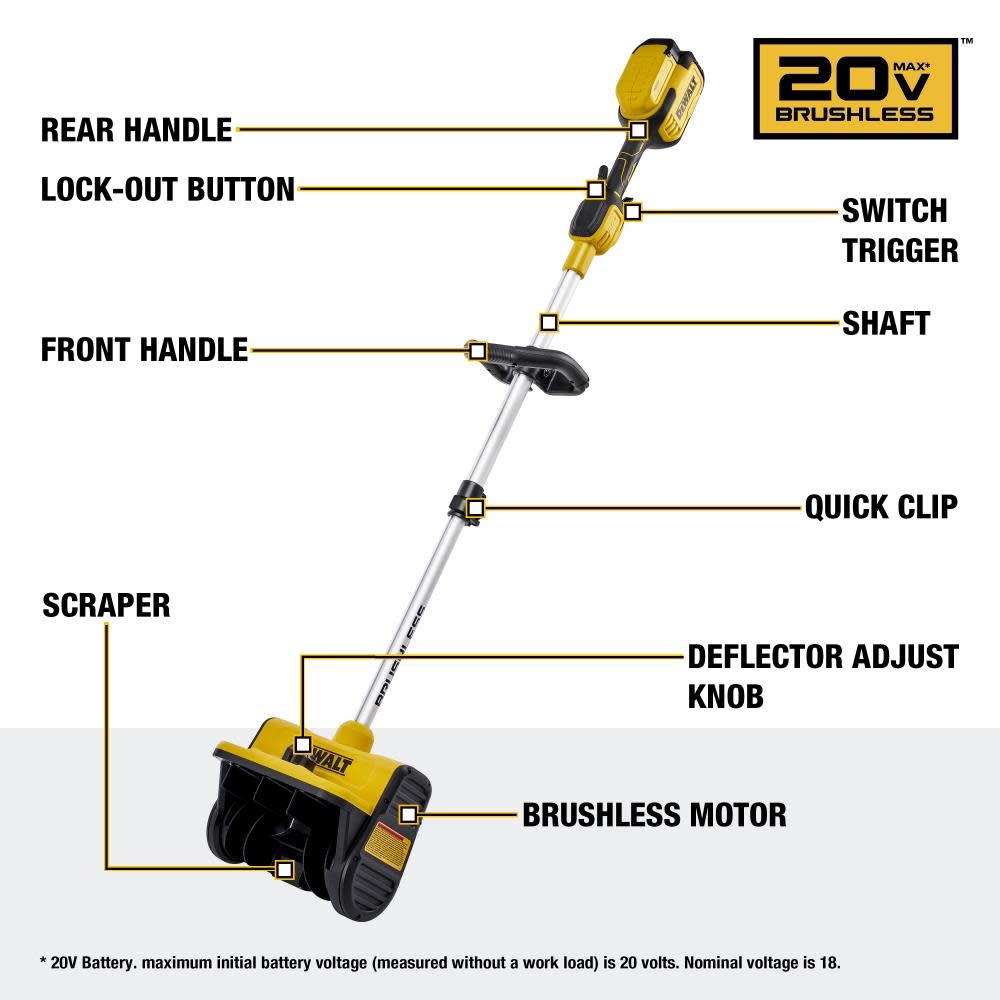 DEWALT 20V 10 Inch Cordless Electric Snow Shovel With 20V MAX 5 0 Ah Battery Charger Kit With Bag Bundle DXSVXA2016 DCB205CK Acme Tools