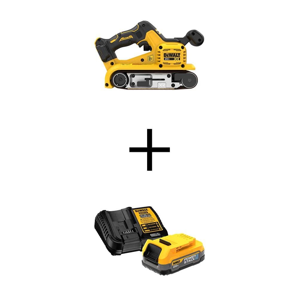 DEWALT 20V Lithium Ion Cordless Belt Sander With 20V MAX POWERSTACK Compact Battery Starter Kit DCW220BWCBP034C The Home Depot