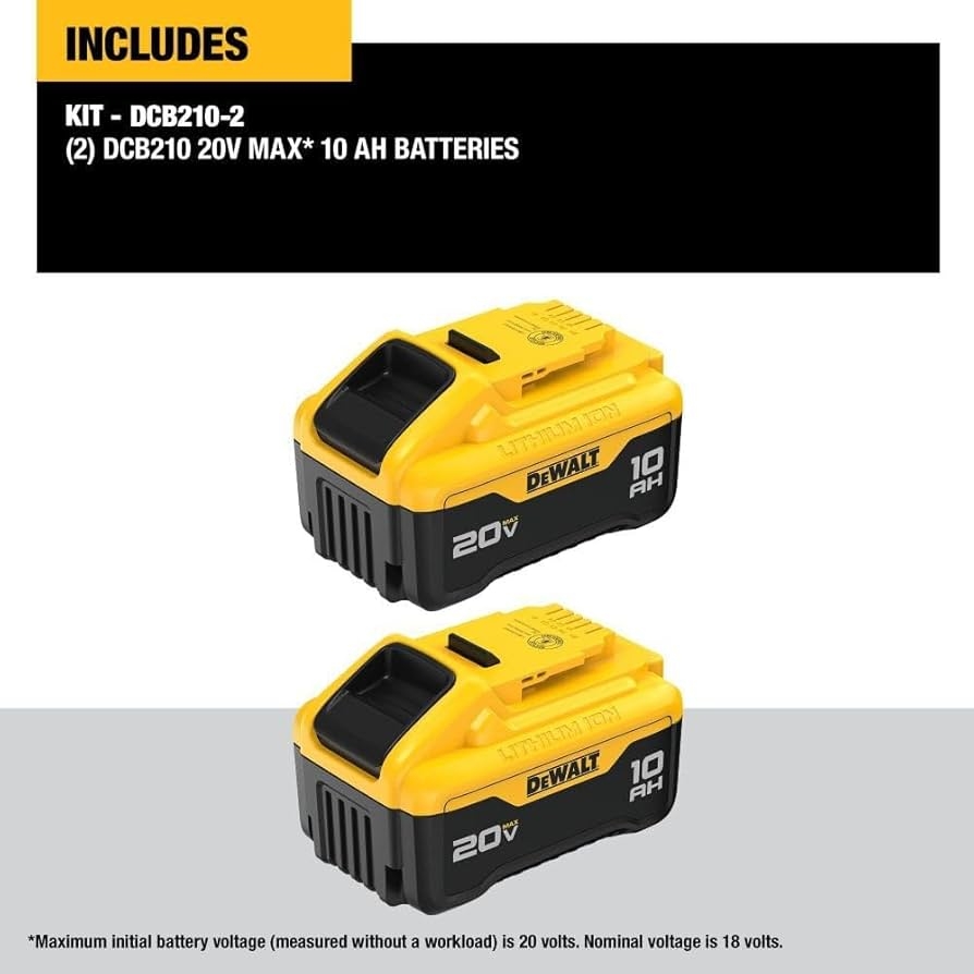 DEWALT 20V MAX 10 Ah Lithium Ion Battery 2 Pack DCB210 2 Amazon