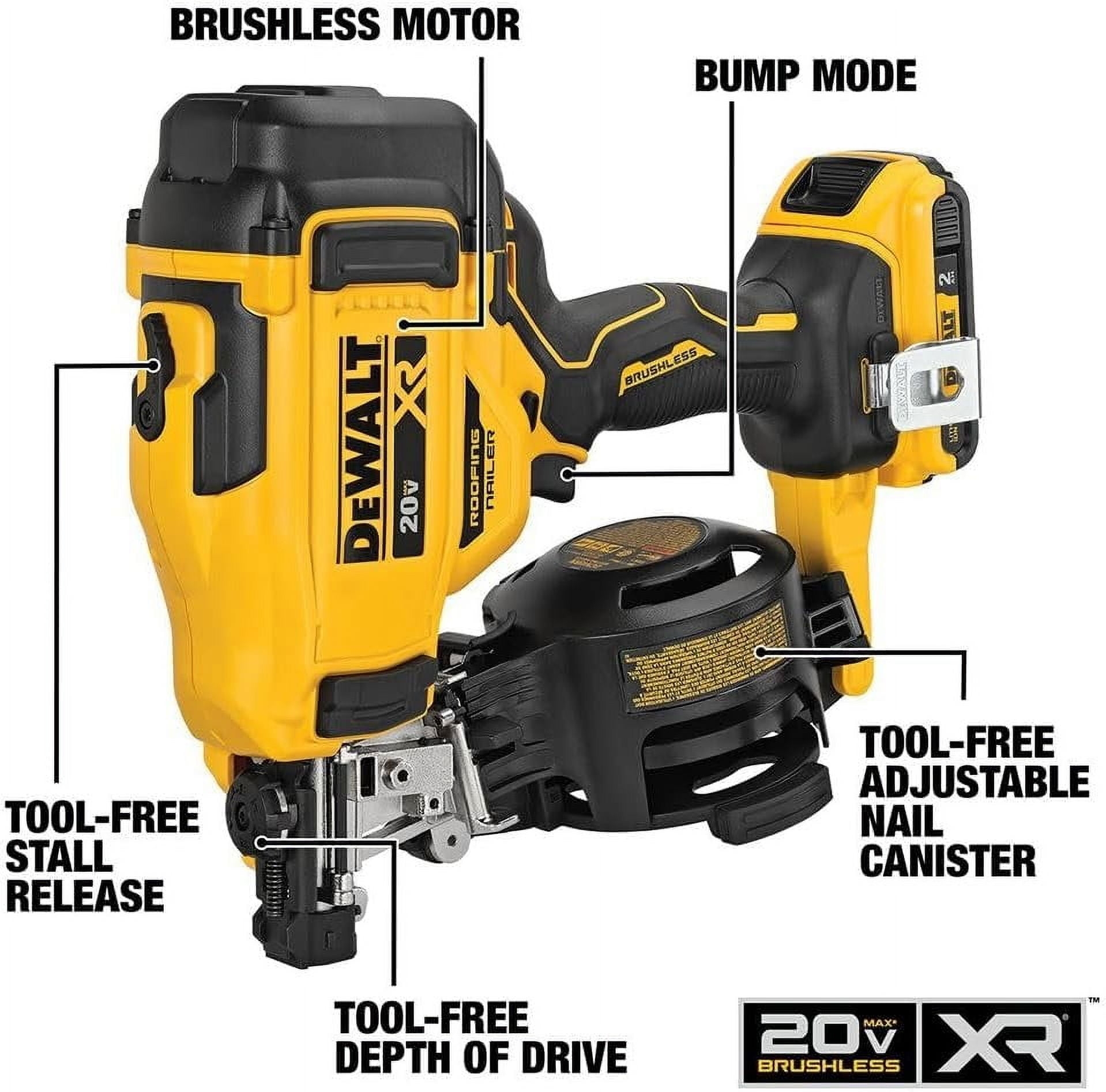 Dewalt 20V Max 15 Cordless Coil Roofing Nailer Kit Walmart