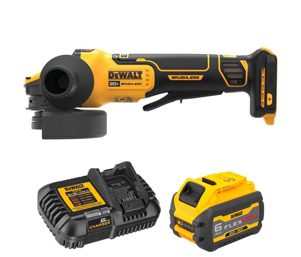 DEWALT 20V MAX 4 1 2 Inch 5 Inch Cordless Paddle Switch Angle Grinder U0026 FLEXVOLT Starter Kit Bundle