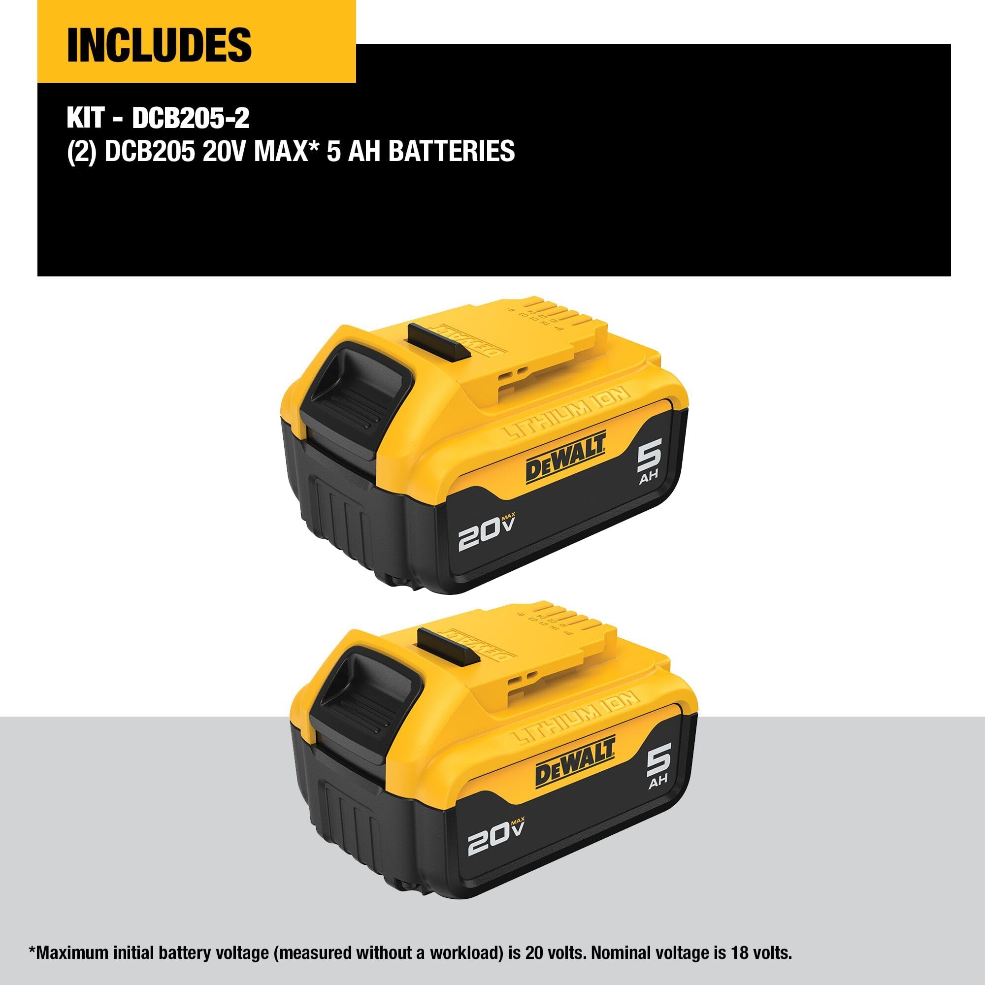 DEWALT 20V MAX 5 Ah Lithium Ion Battery 2 Pack DCB205 2 Amazon