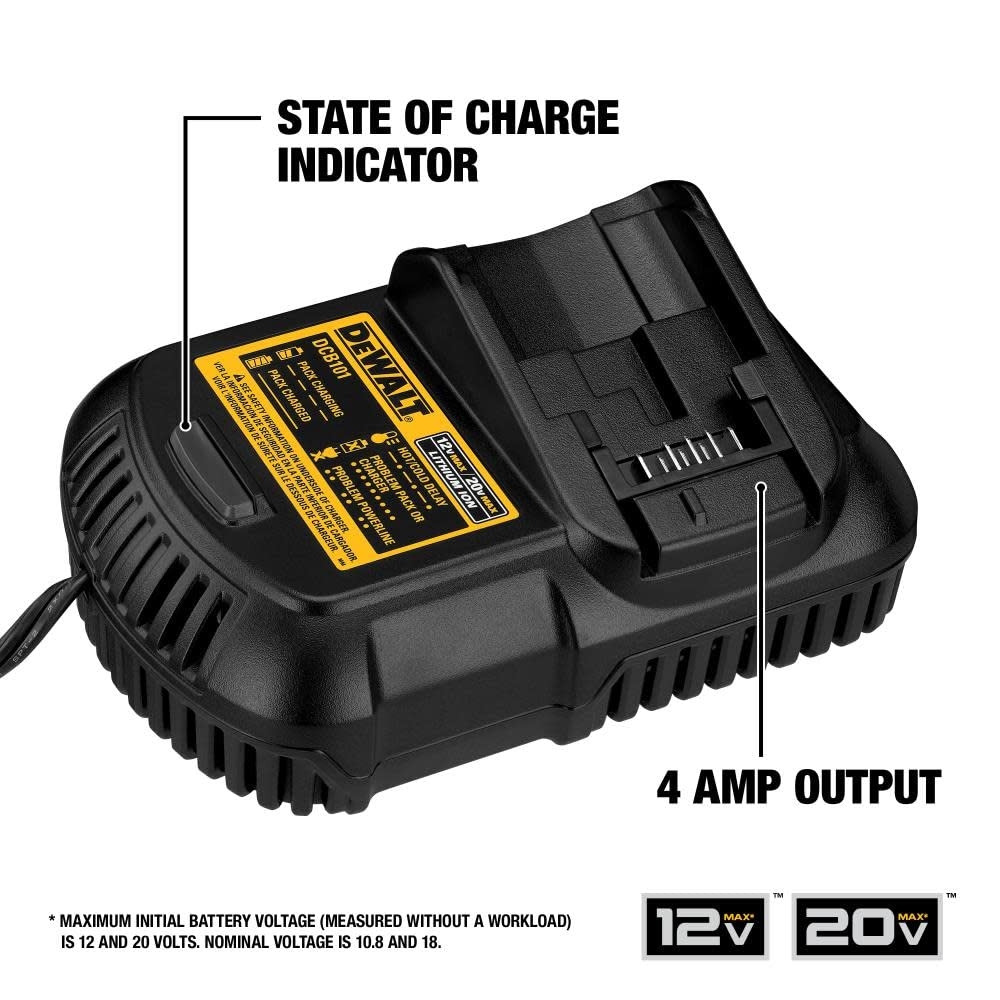 DEWALT 20V MAX 5 Ah Lithium Ion Battery And Charger Kit With Bag DCB205CK Amazon