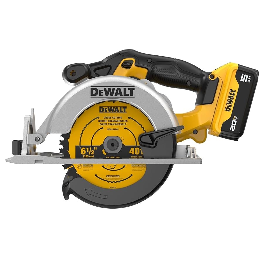 DEWALT 20V MAX 6 1 2 Inch Circular Saw Kit With 5 0 Ah Battery And Charger DCS391P1 Amazon