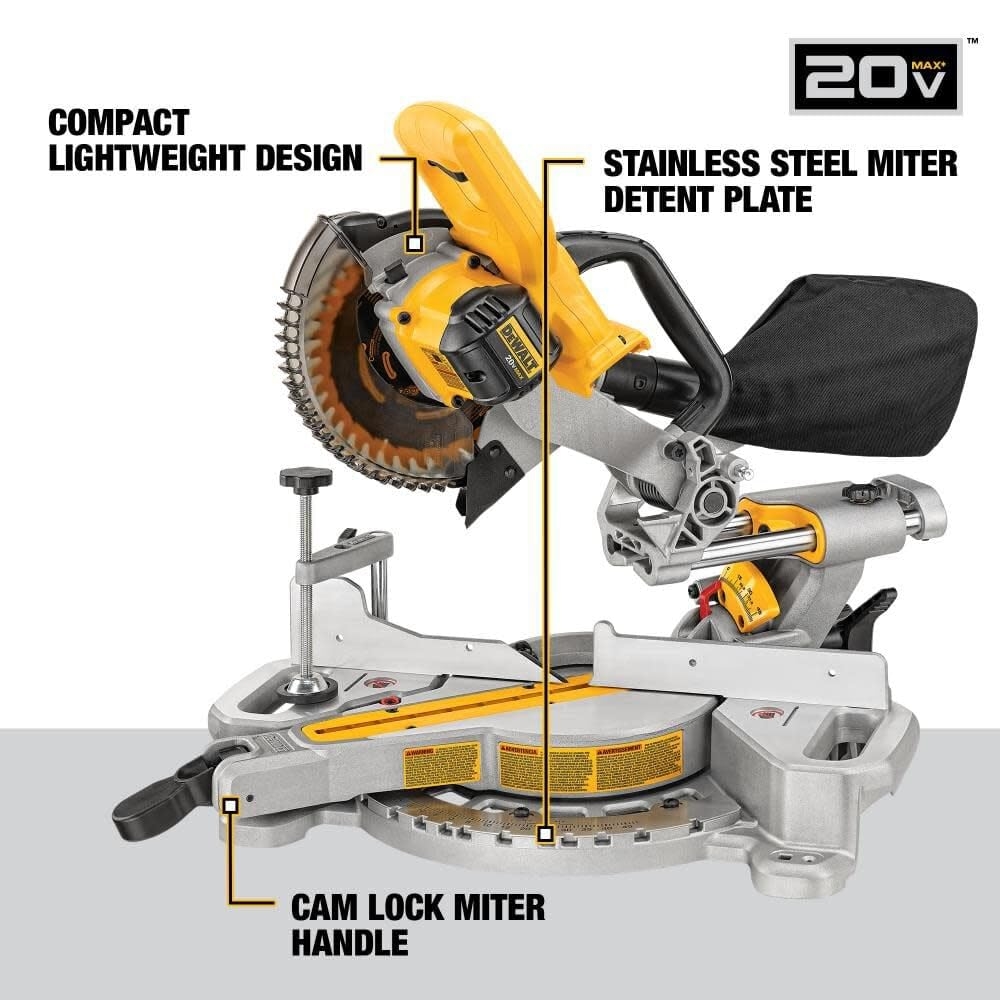 DEWALT 20V MAX 7 1 4 Inch Miter Saw Tool Only Cordless DCS361B Amazon