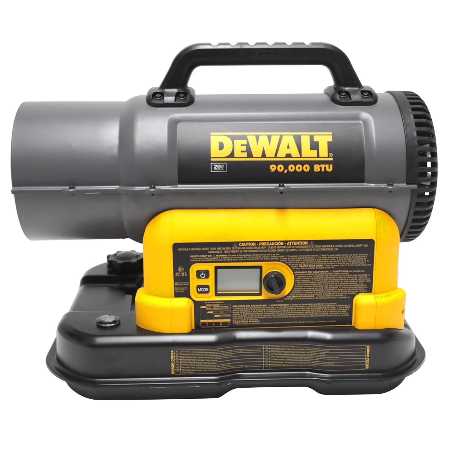 DeWalt 20V Max 90000 Btu h 1750 Sq Ft Forced Air Diesel Kerosene Heater