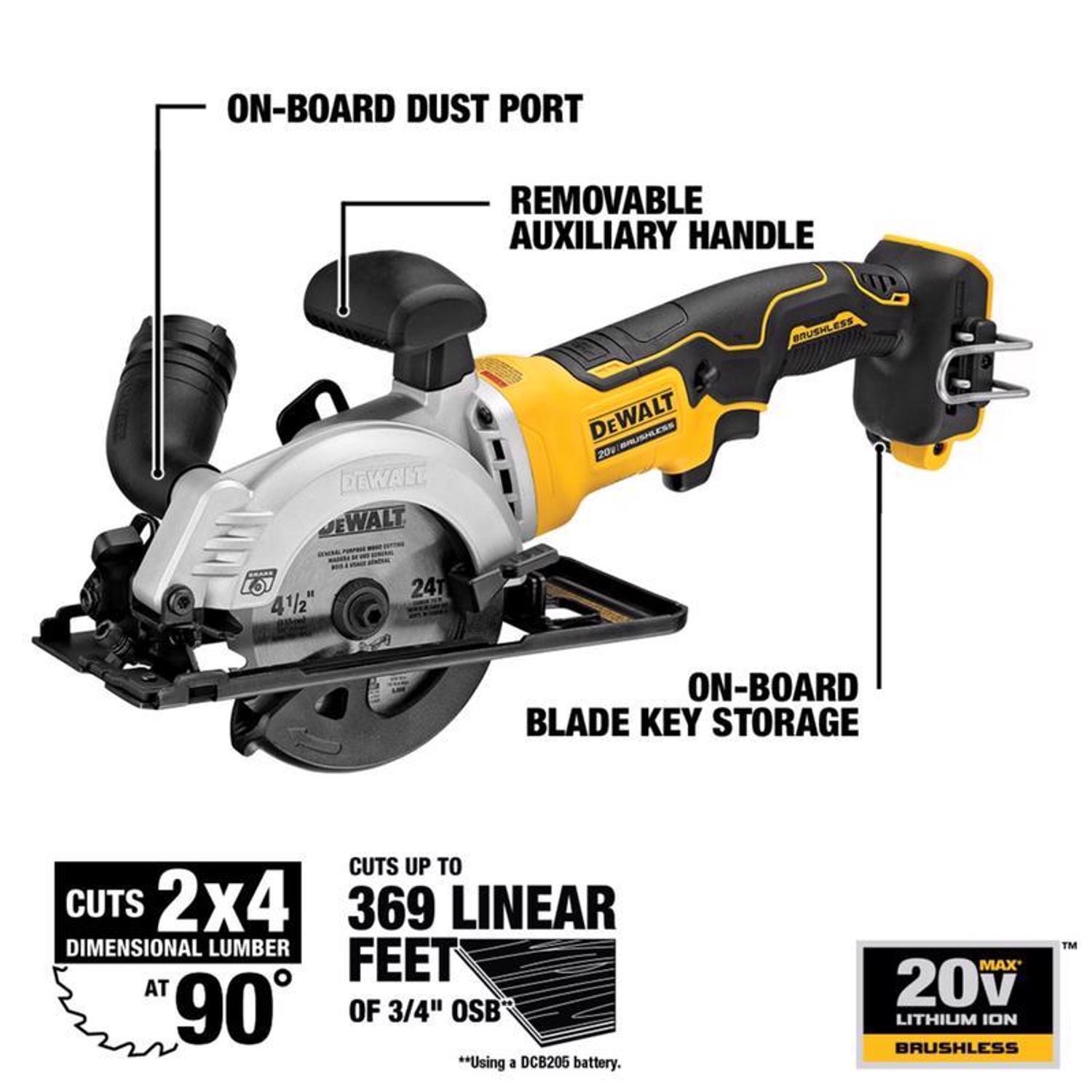 DeWalt 20V MAX ATOMIC 4 1 2 In Cordless Brushless Compact Circular Saw Tool Only Stine Home Yard The Family You Can Build Around 