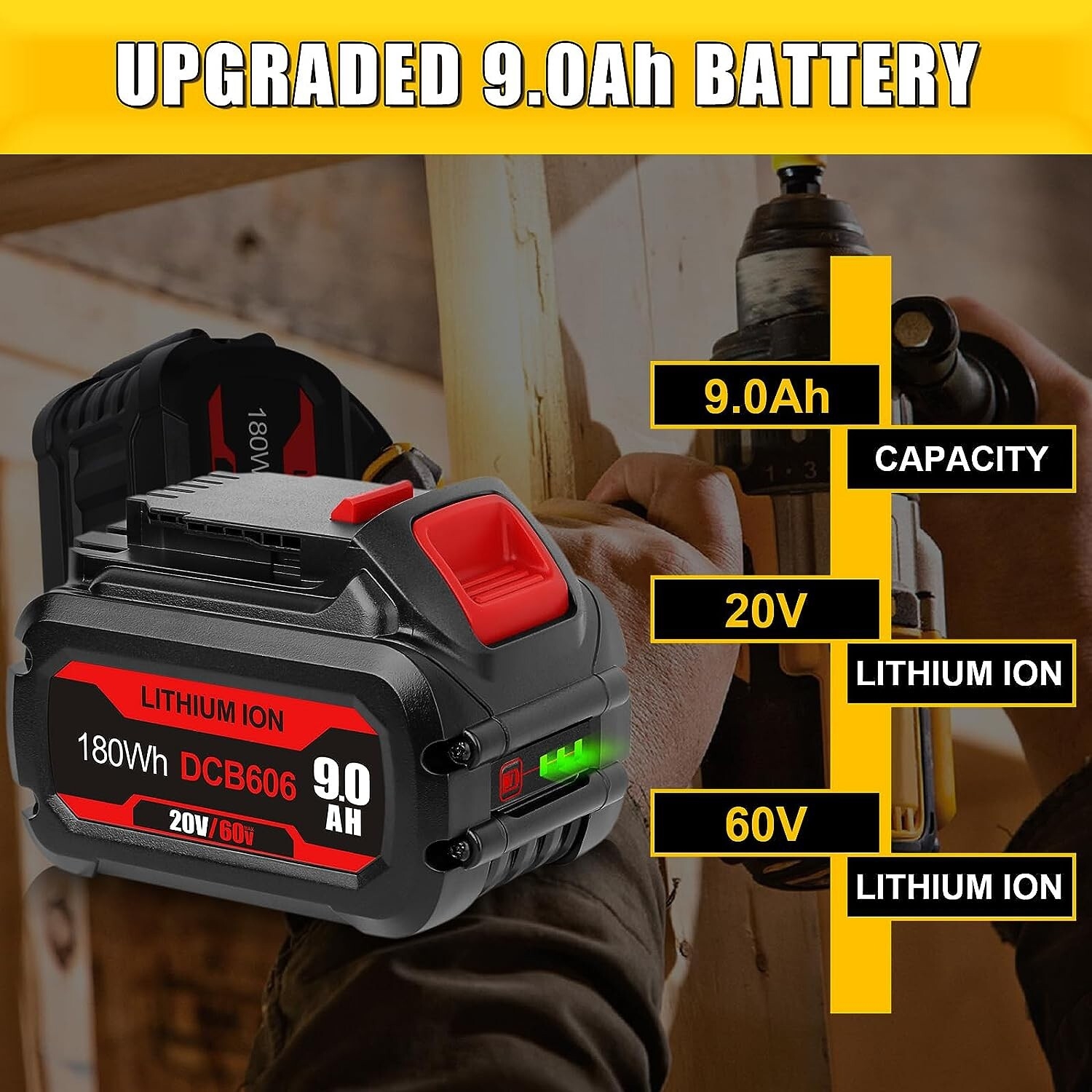 Dewalt 20v Max Battery Charger DCB609 DCB107 Replacement For Dewalt 20V 60V Battery And Charger 9 0AH DCB606 DCB612 DCB206 Walmart Supplies Dewalt 60v
