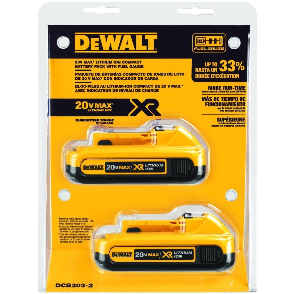 DEWALT 20V MAX Battery Compact 2 0Ah Double Pack DCB203 2 Cordless Tool Battery Packs Amazon