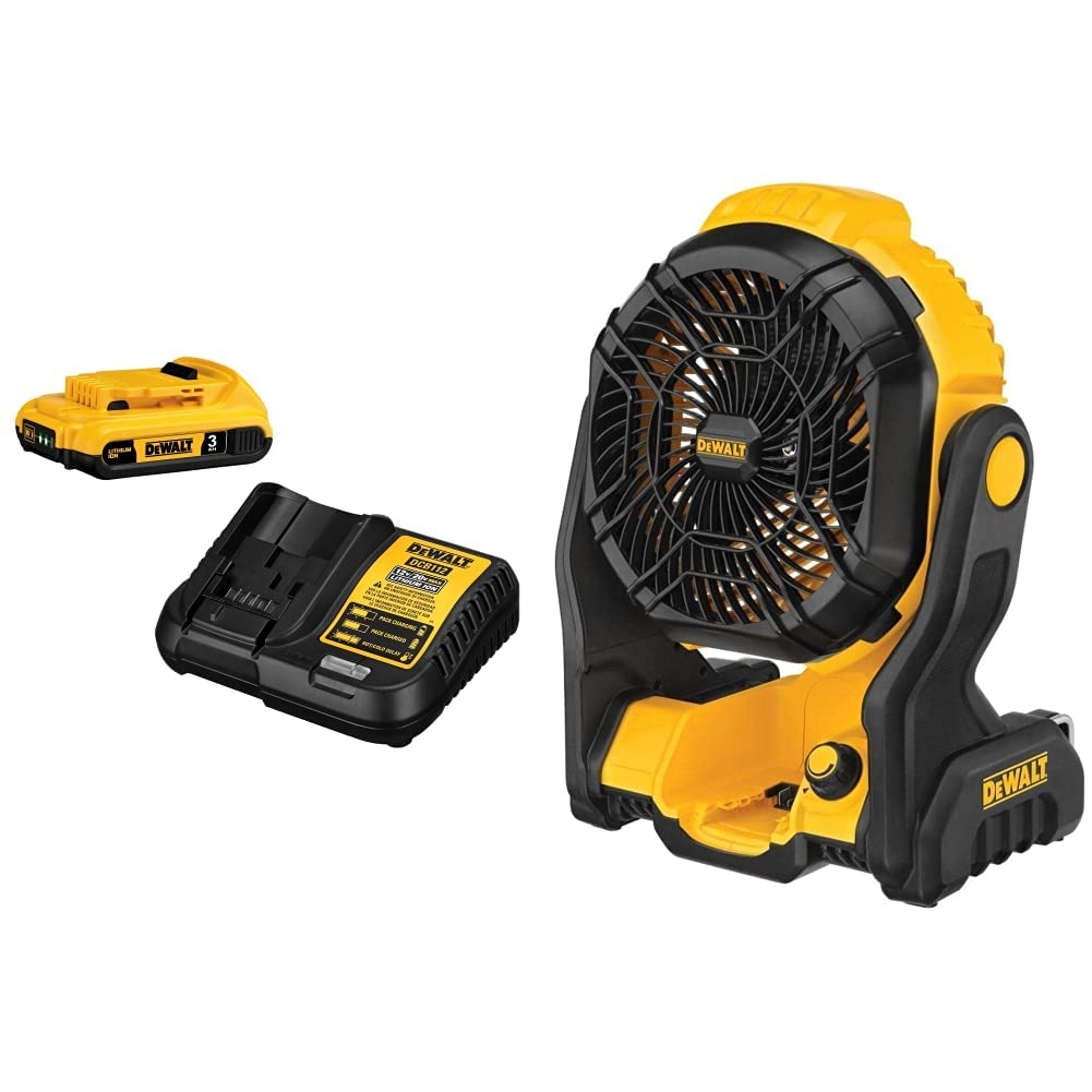 DEWALT 20V MAX Battery Pack With Charger 3 Ah DCB230C Black 20V MAX Jobsite Fan Tool Only Amazon
