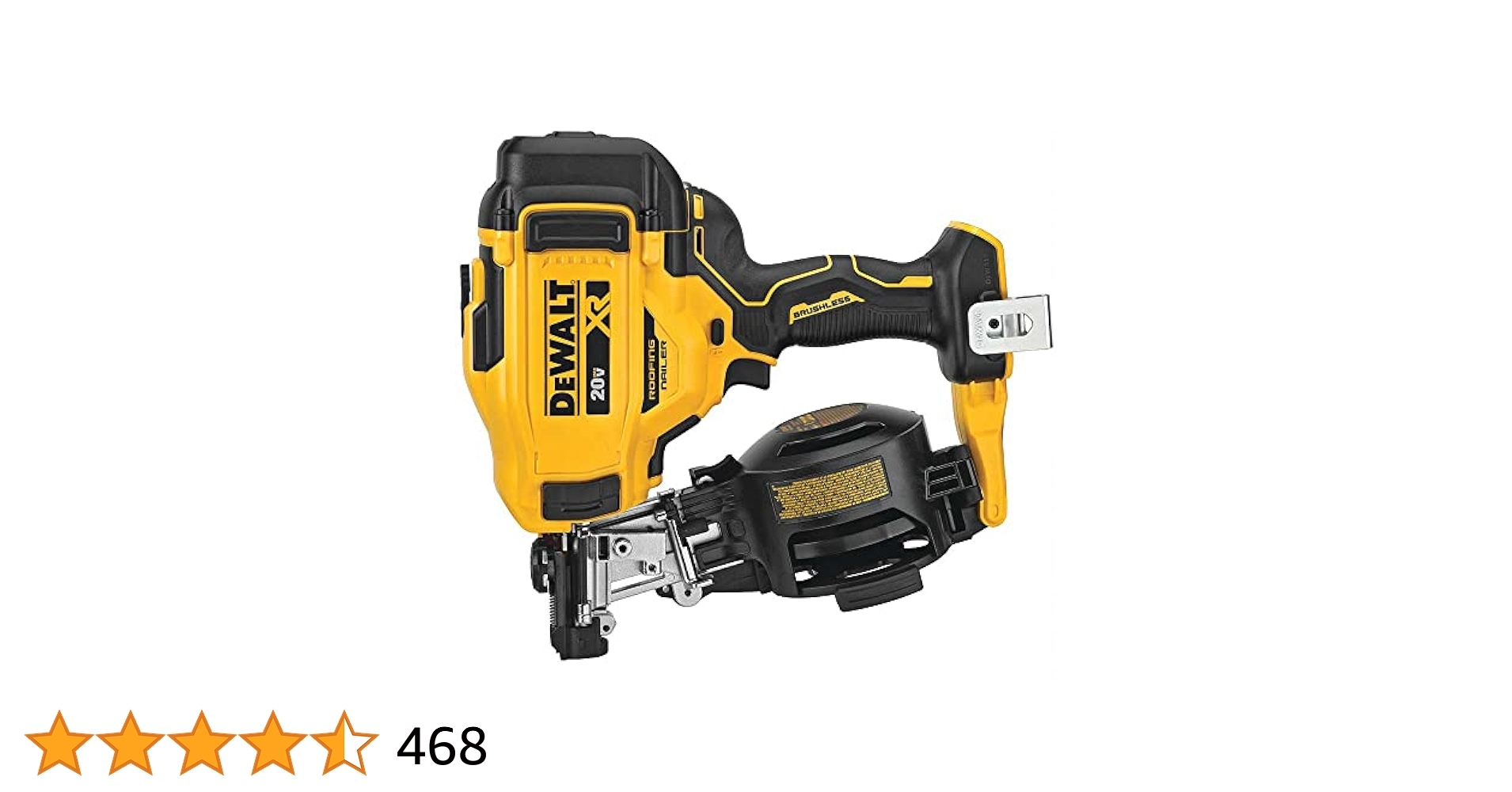 DeWalt 20V MAX Brushless 15 Degree Cordless Coil Battery Powered Roofing Nailer With Tool Free Nail Tray Yellow And Black Amazon
