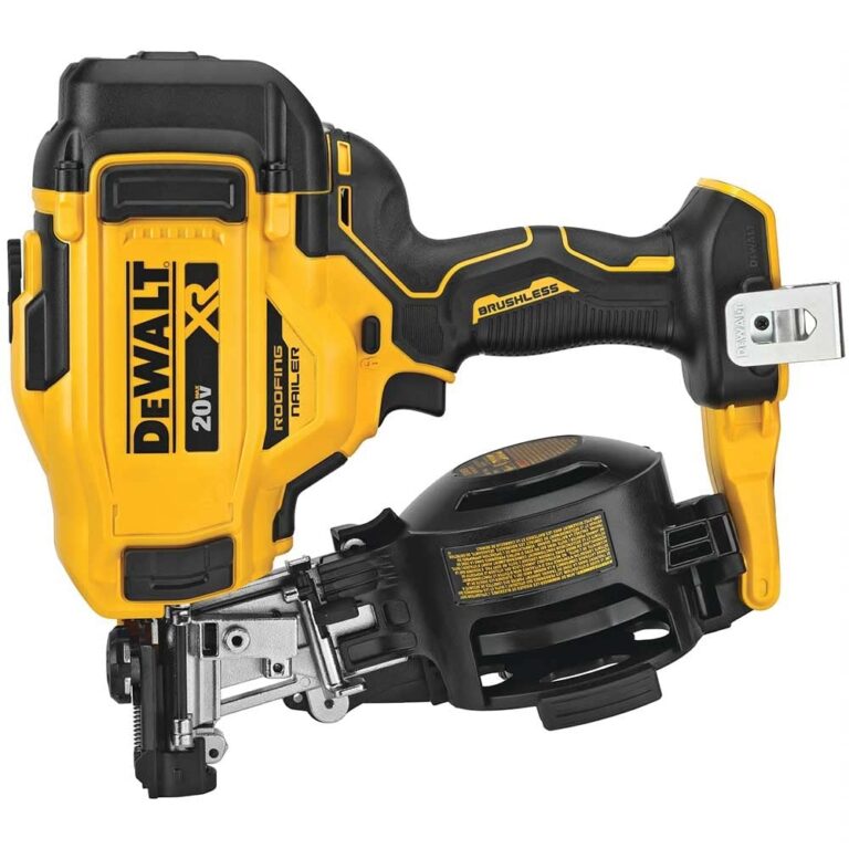 DeWalt 20V MAX Brushless 15 Degree Cordless Coil Battery Powered Roofing Nailer With Tool Free Nail Tray Yellow And Black Amazon