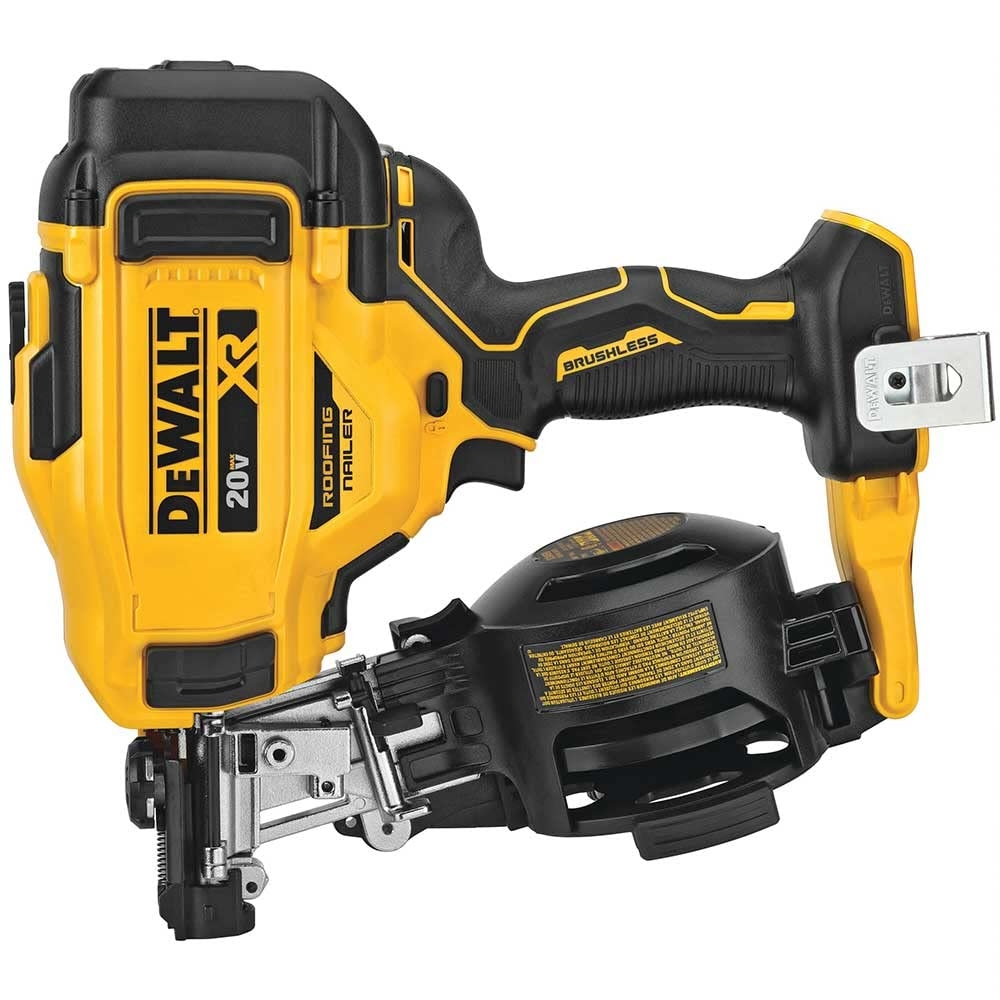 DeWalt 20V MAX Brushless 15 Degree Cordless Coil Battery Powered Roofing Nailer With Tool Free Nail Tray Yellow And Black Amazon