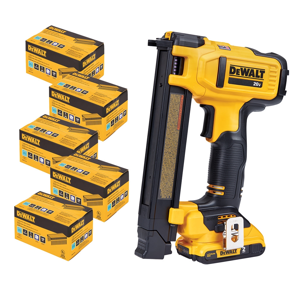 DEWALT 20V MAX Cable Stapler Bundle With 5 Boxes Of Staples Kit DCN701D1DRS181005PK Acme Tools