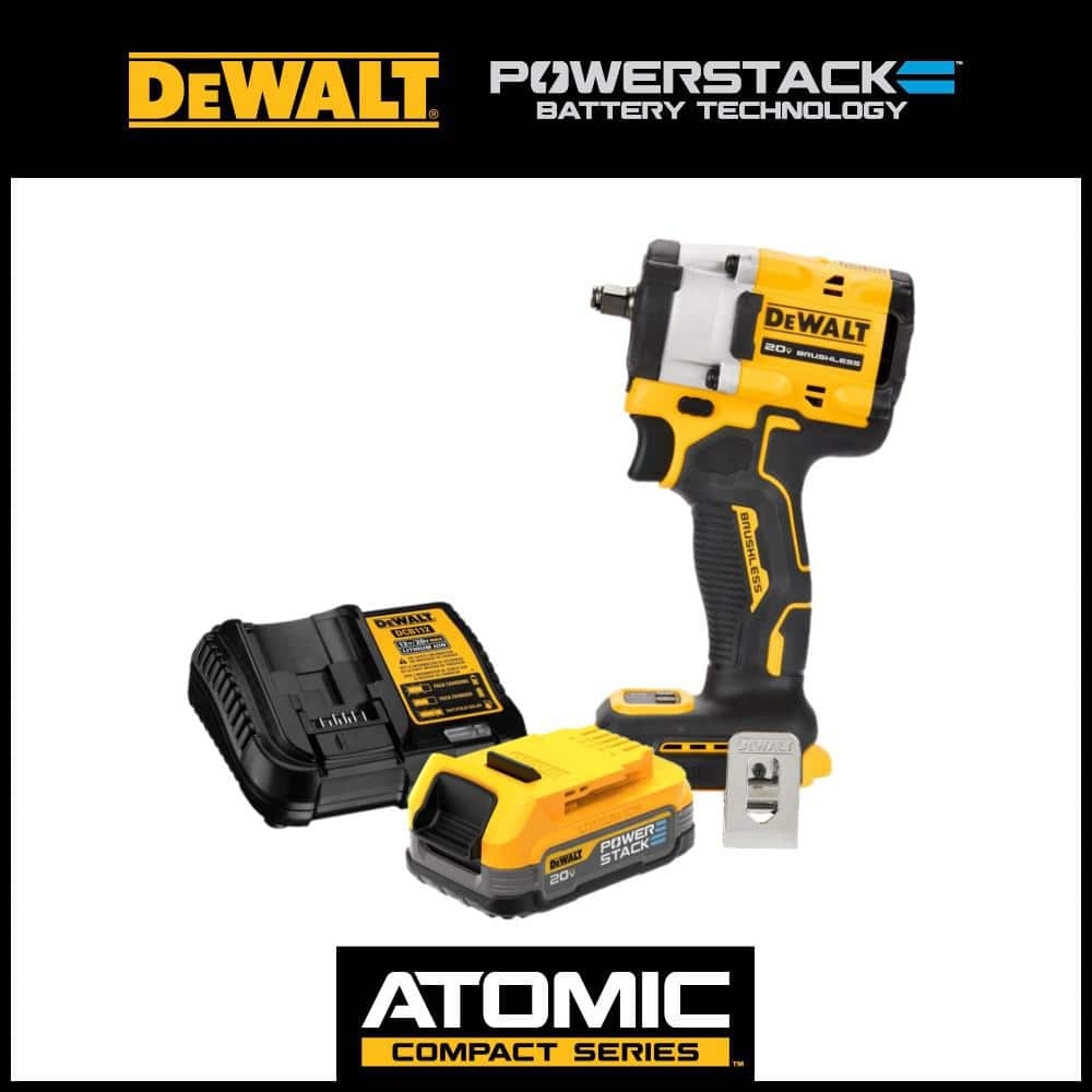 DEWALT 20V MAX Cordless 3 8 In Impact Wrench And 20V MAX POWERSTACK Compact Battery Starter Kit DCF923BWP034C The Home Depot
