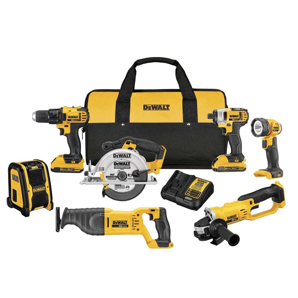 DEWALT 20V MAX Cordless 7 Tool Combo Kit With 2 20V 2 0Ah Batteries And Charger DCK720D2 The Home Depot