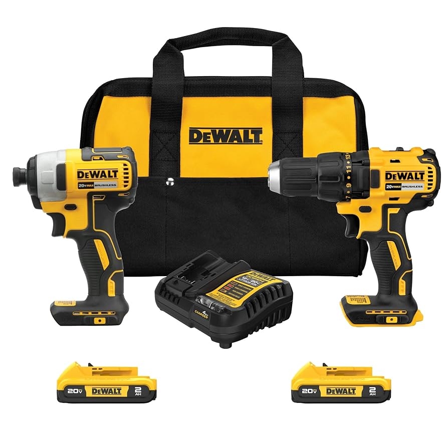 DEWALT 20V MAX Cordless Drill Impact Driver 2 Tool Power Tool Combo Kit Brushless Power Tool Set With 2 Batteries And Charger Included DCK277D2 Amazon