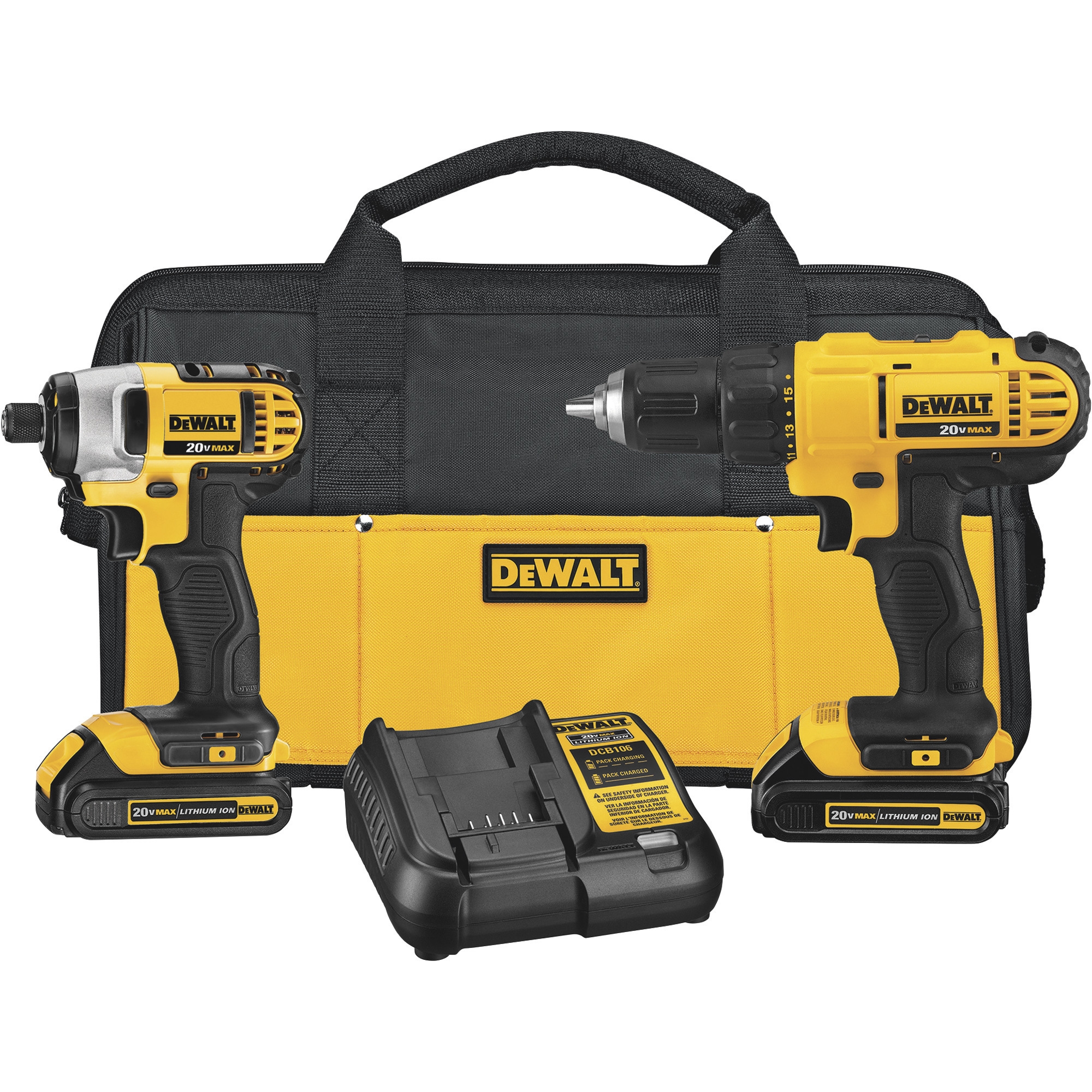 DEWALT 20V MAX Cordless Lithium Ion Drill Driver And Impact Driver Combo Kit 2 Batteries Model DCK240C2 Northern Tool