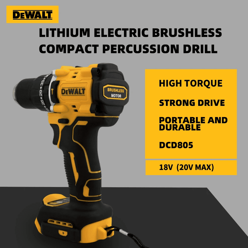 DeWalt 20V MAX DCD805 Hammer Drill Brushless Cordless 1 2 In Compact With 2 Speed Setting With LED Work Light Tool Only Walmart