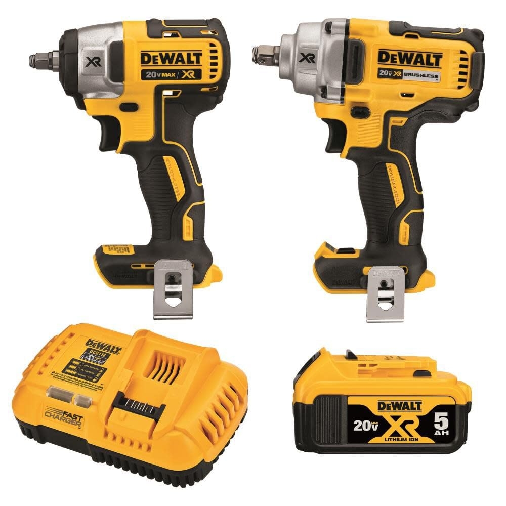 DEWALT 20V MAX Impact Wrench Cordless 2 Tool Combo Kit 1 2 Inch Mid Range And 3 8 inch Compact With 5ah Battery And Charger DCK205P1 Amazon
