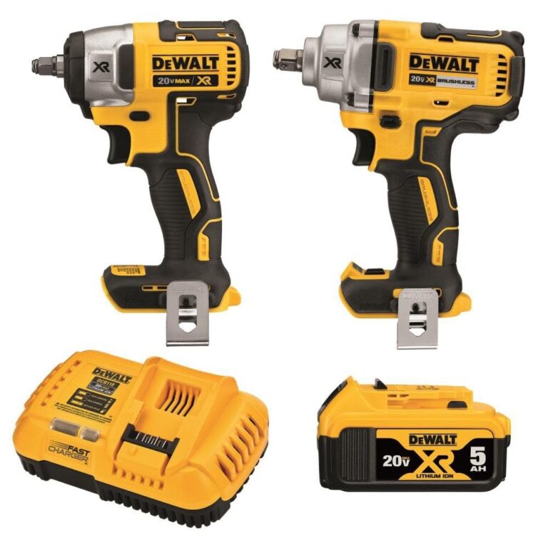 DEWALT 20V MAX Impact Wrench Cordless 2 Tool Combo Kit 1 2 Inch Mid Range And 3 8 inch Compact With 5ah Battery And Charger DCK205P1 Amazon