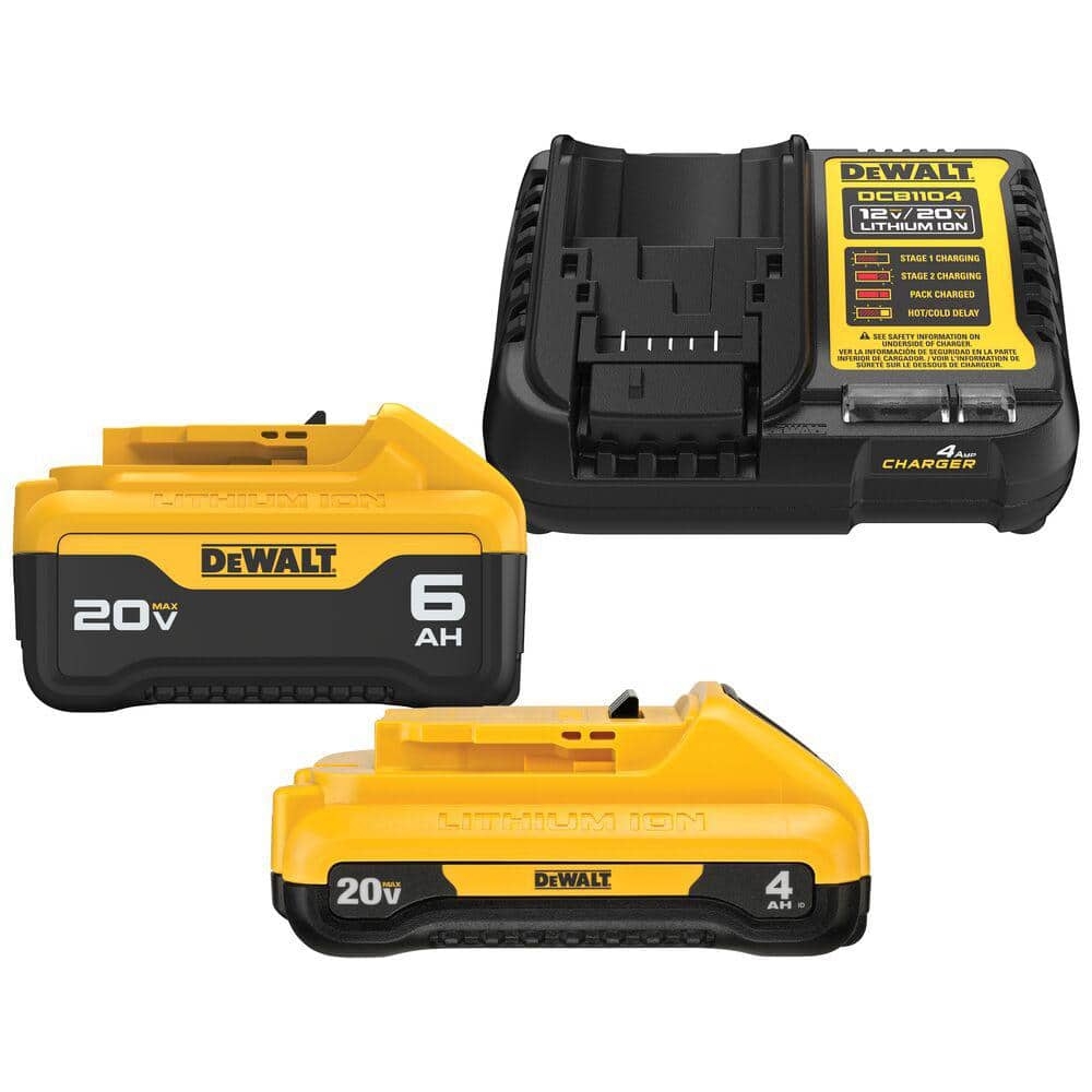 DEWALT 20V MAX Lithium Ion 6 0Ah And 4 0Ah Battery And Charger Starter Kit DCB2460C The Home Depot