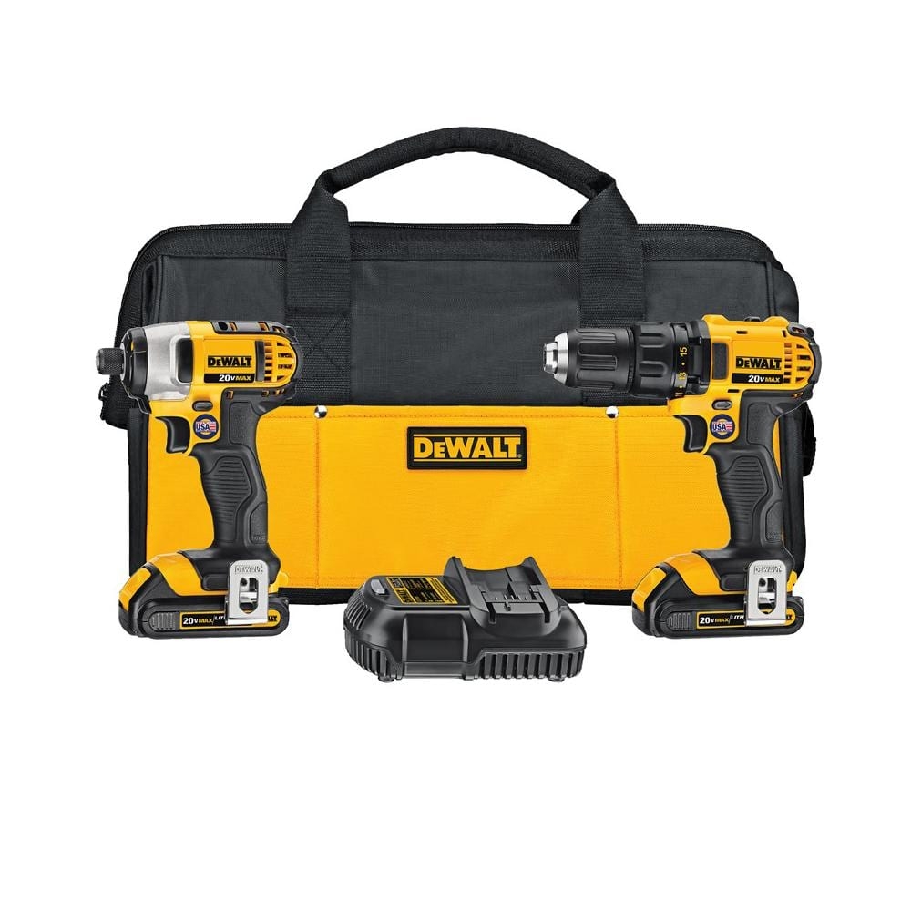 DEWALT 20V MAX Lithium Ion Compact Drill Driver Impact Driver Combo Kit 1 5 Ah 