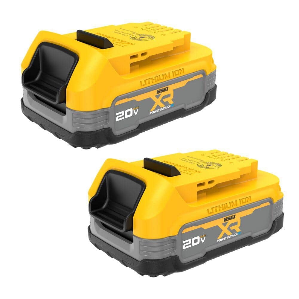 DEWALT 20V MAX POWERSTACK Lithium Ion 1 7 Ah Compact Battery Pack 2 Pack DCBP034 2 The Home Depot