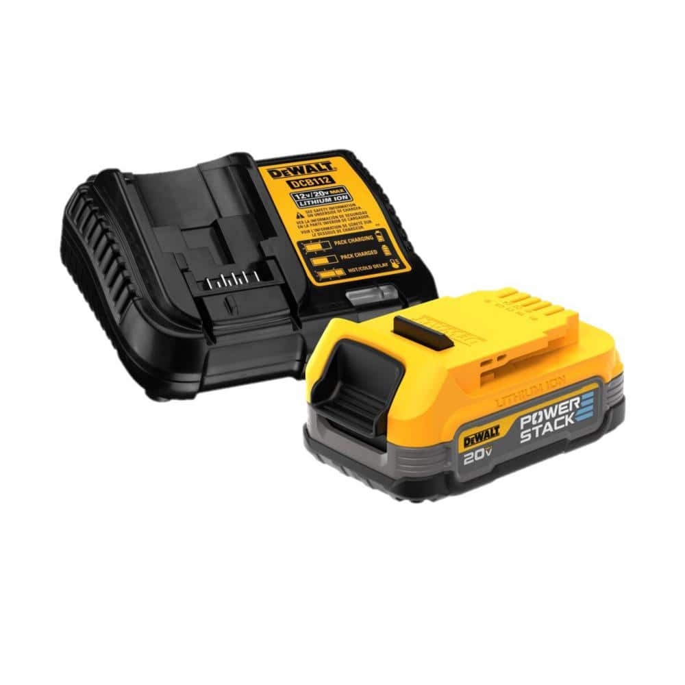 DEWALT 20V MAX POWERSTACK Lithium Ion Compact Battery Starter Kit With 1 7 Ah Battery And Charger DCBP034C The Home Depot