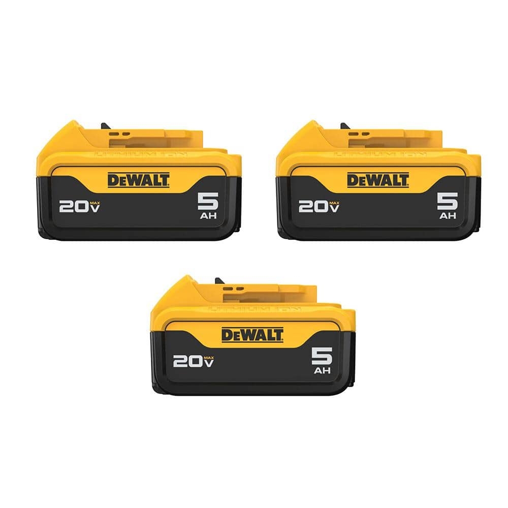DEWALT 20V MAX Premium Lithium Ion 5 0Ah Battery 3 Pack DCB205 3 The Home Depot