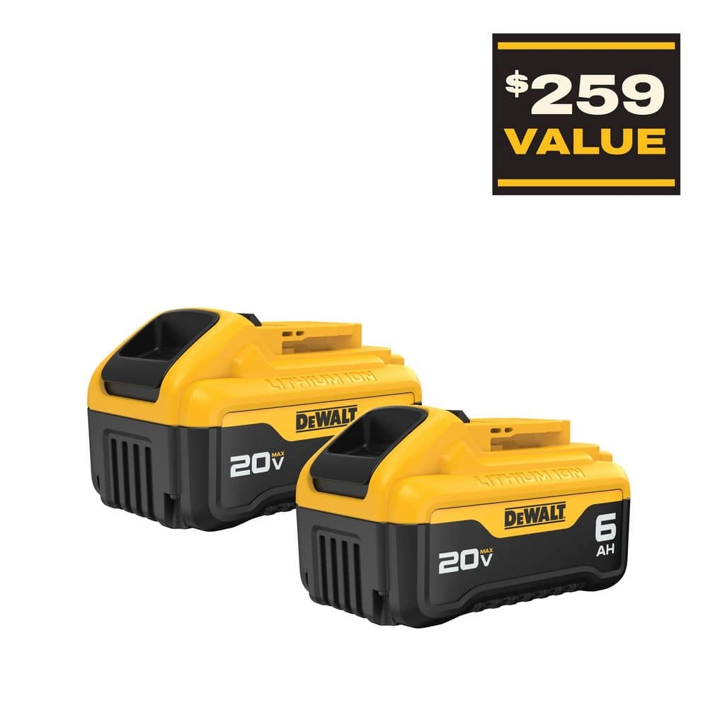 DEWALT 20V MAX Premium Lithium Ion 6 0Ah Battery Pack 2 Pack 