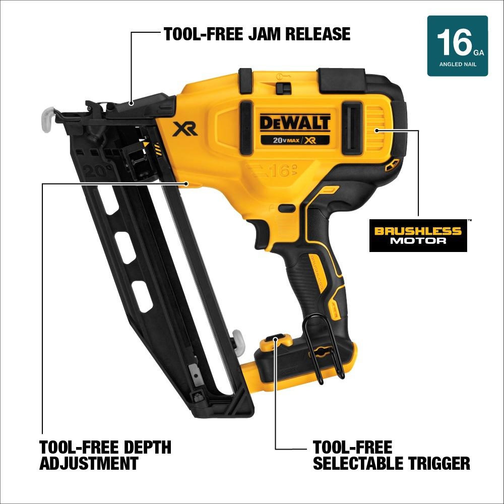 DEWALT 20V MAX XR 18 GA Cordless Brad Nailer Tool Only 
