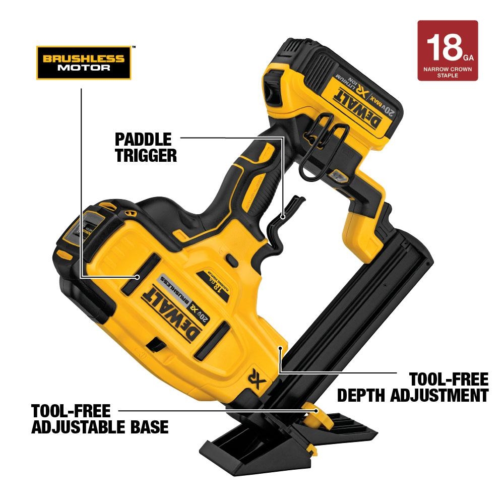 DEWALT 20V MAX XR 18 GA Cordless FLooring Stapler