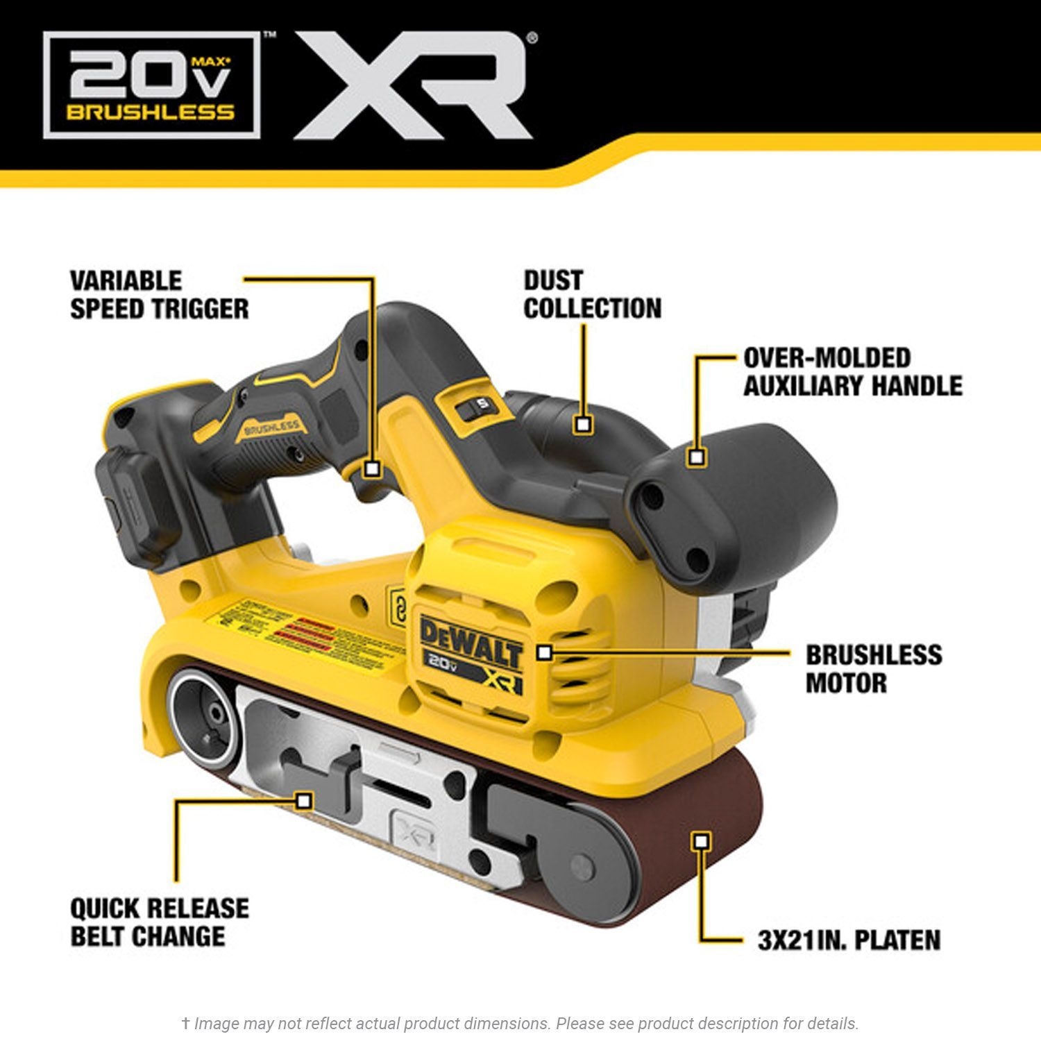 DeWalt 20V MAX XR 3 X 21 Brushless Belt Sander Bare Tool K L Jack