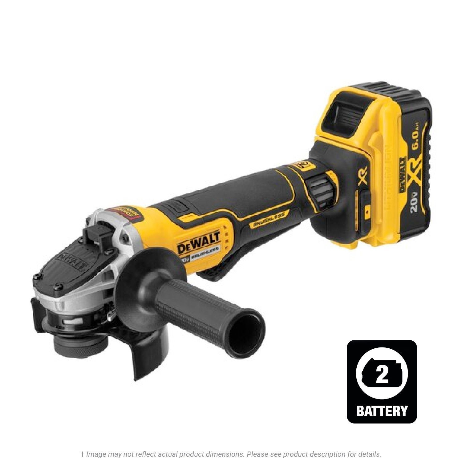 DeWalt 20V MAX XR Brushless 4 1 2 Paddle Switch Small Angle Grinder With Kickback Brake 2 Battery Kit K L Jack