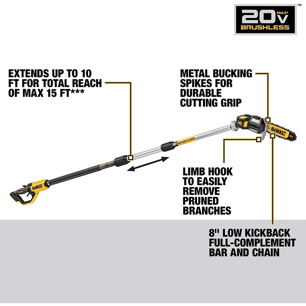 DEWALT 20V MAX XR Brushless Cordless Pole Saw Kit Runnings