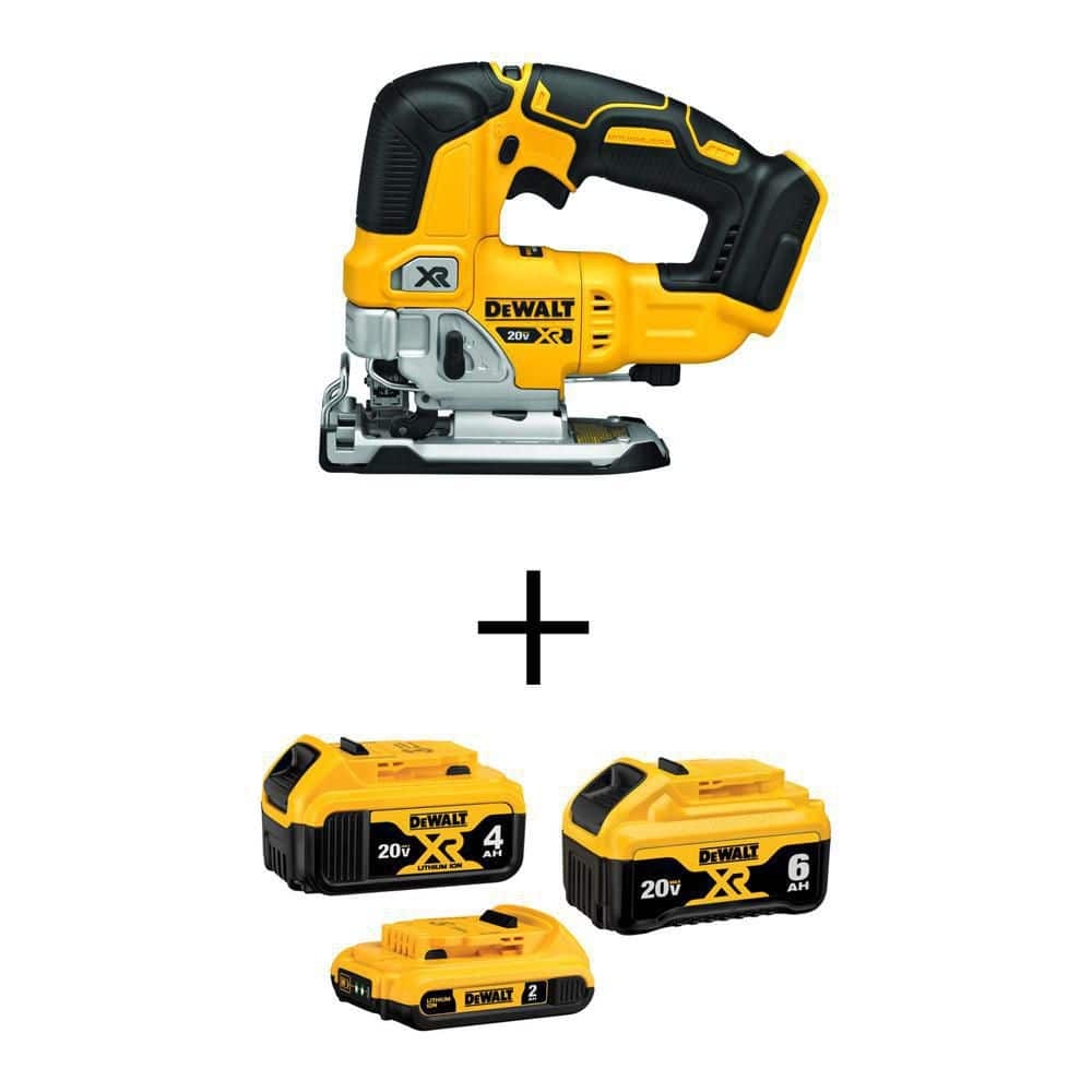 DEWALT 20V MAX XR Cordless Brushless Jigsaw With 20V MAX XR 6 0Ah Battery 20V MAX XR 4 0Ah Battery And 20V MAX 2 0Ah Battery DCB346 3WCS334B The Home Depot
