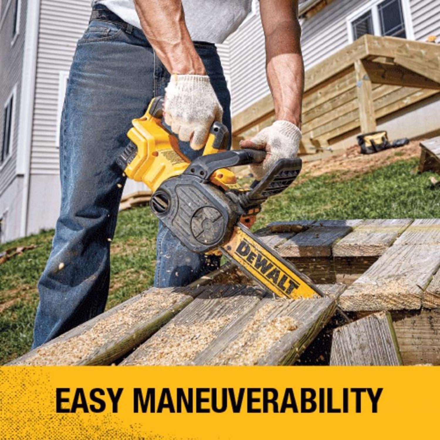 DeWalt 20V MAX XR DCCS620P1 12 In 20 V Battery Chainsaw Kit Battery Charger Stine Home Yard The Family You Can Build Around 